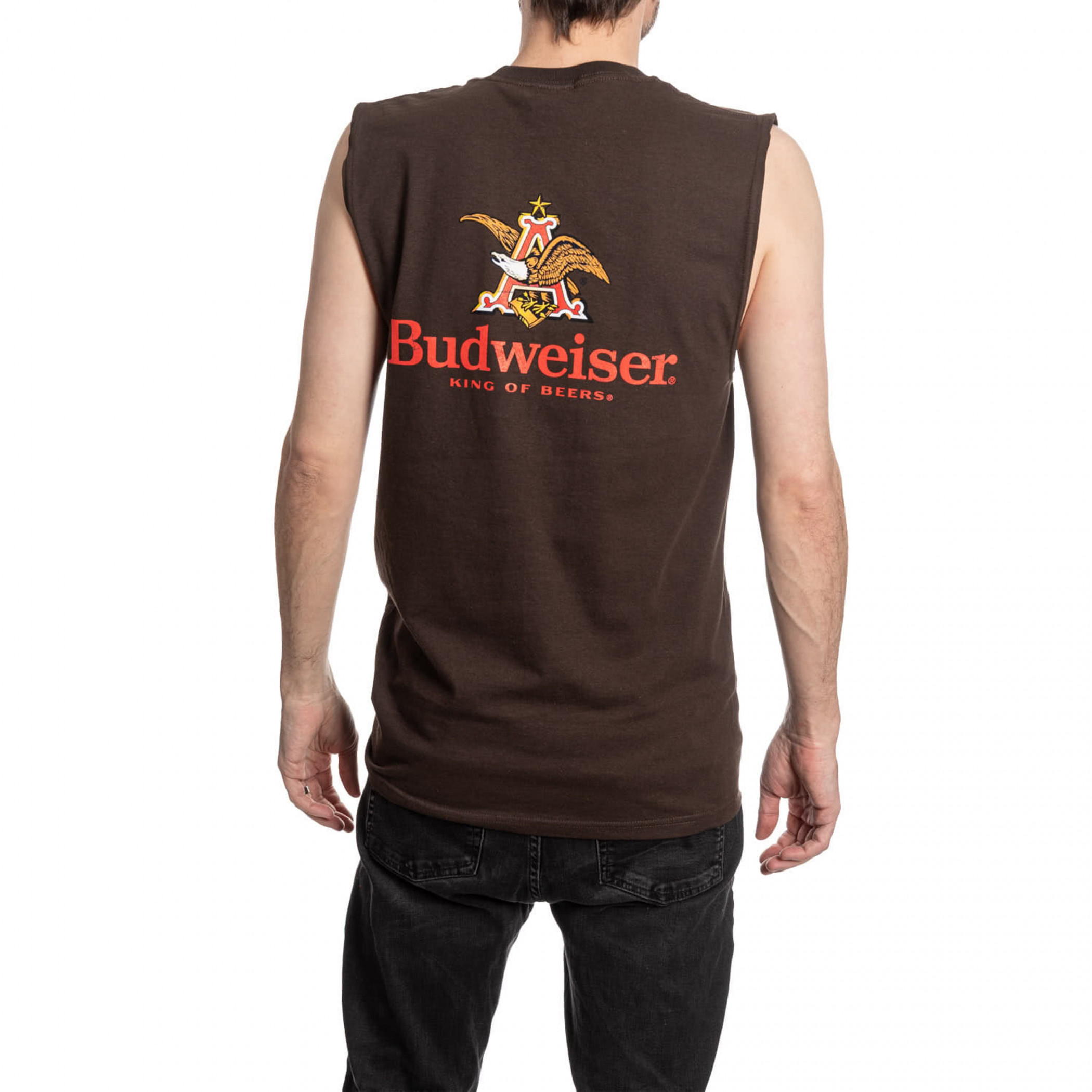 Budweiser Anheuser Logo Front and Back Print Mens Sleeveless Shirt