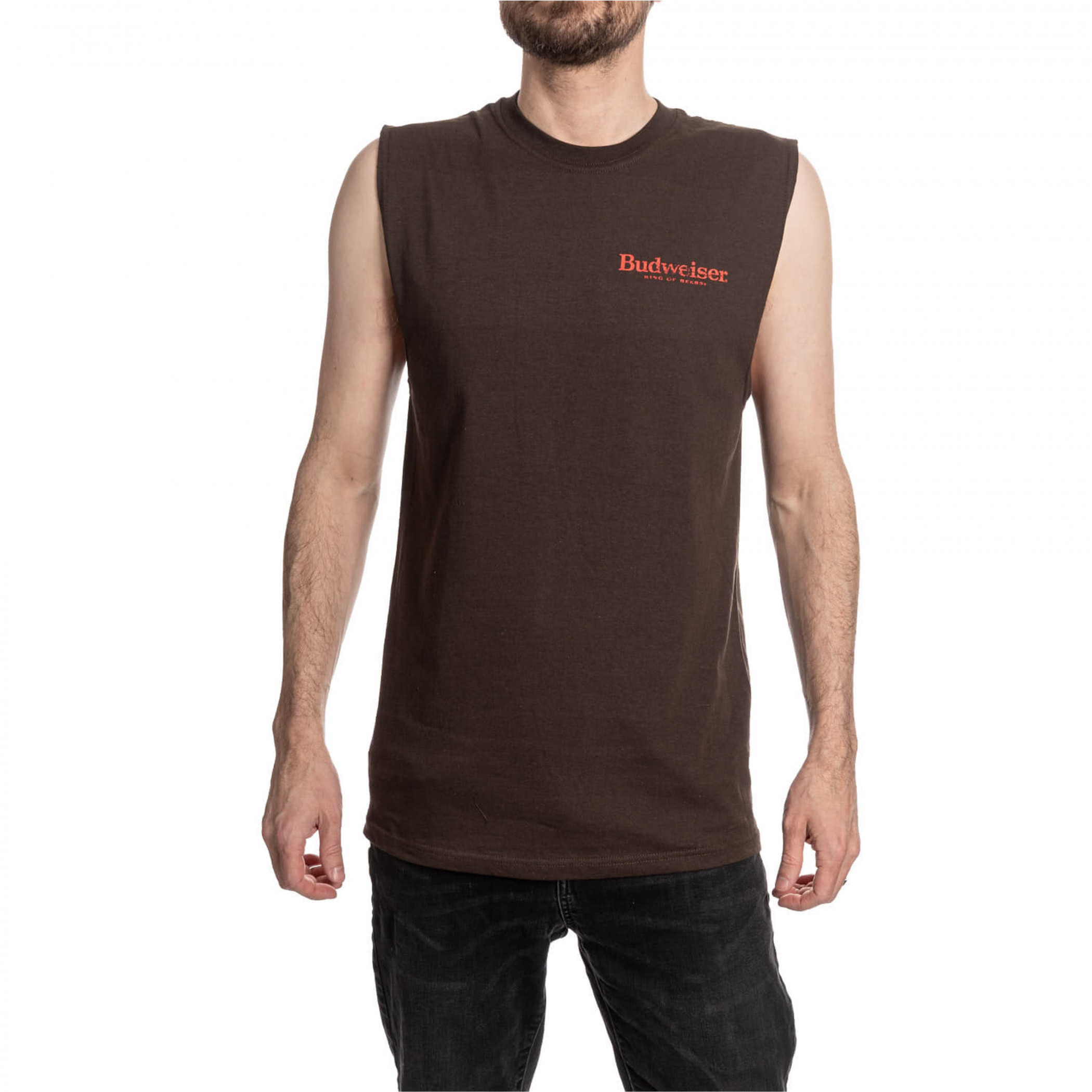Budweiser Anheuser Logo Front and Back Print Mens Sleeveless Shirt