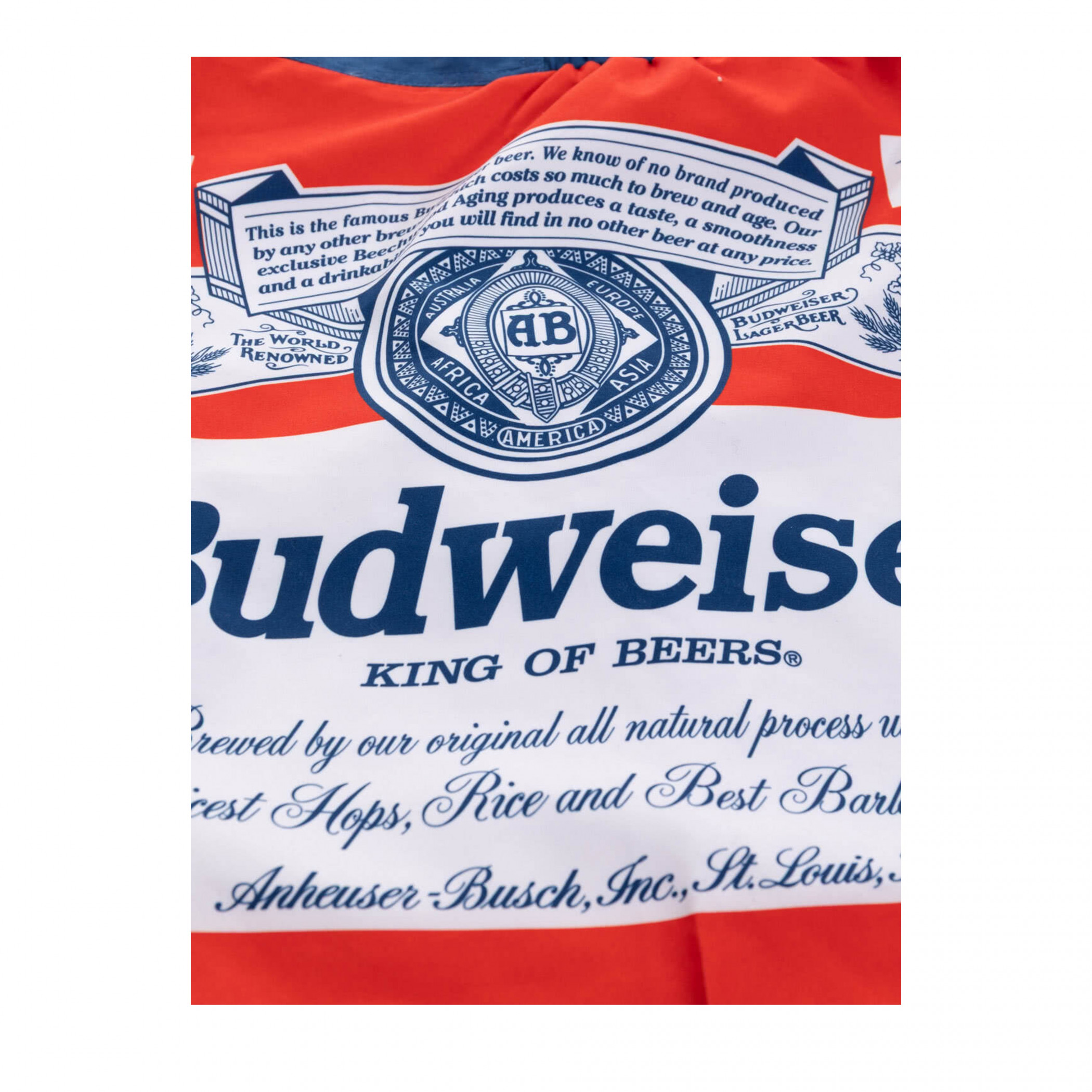 Budweiser Red White and Blue Beer Label Swim Board Shorts