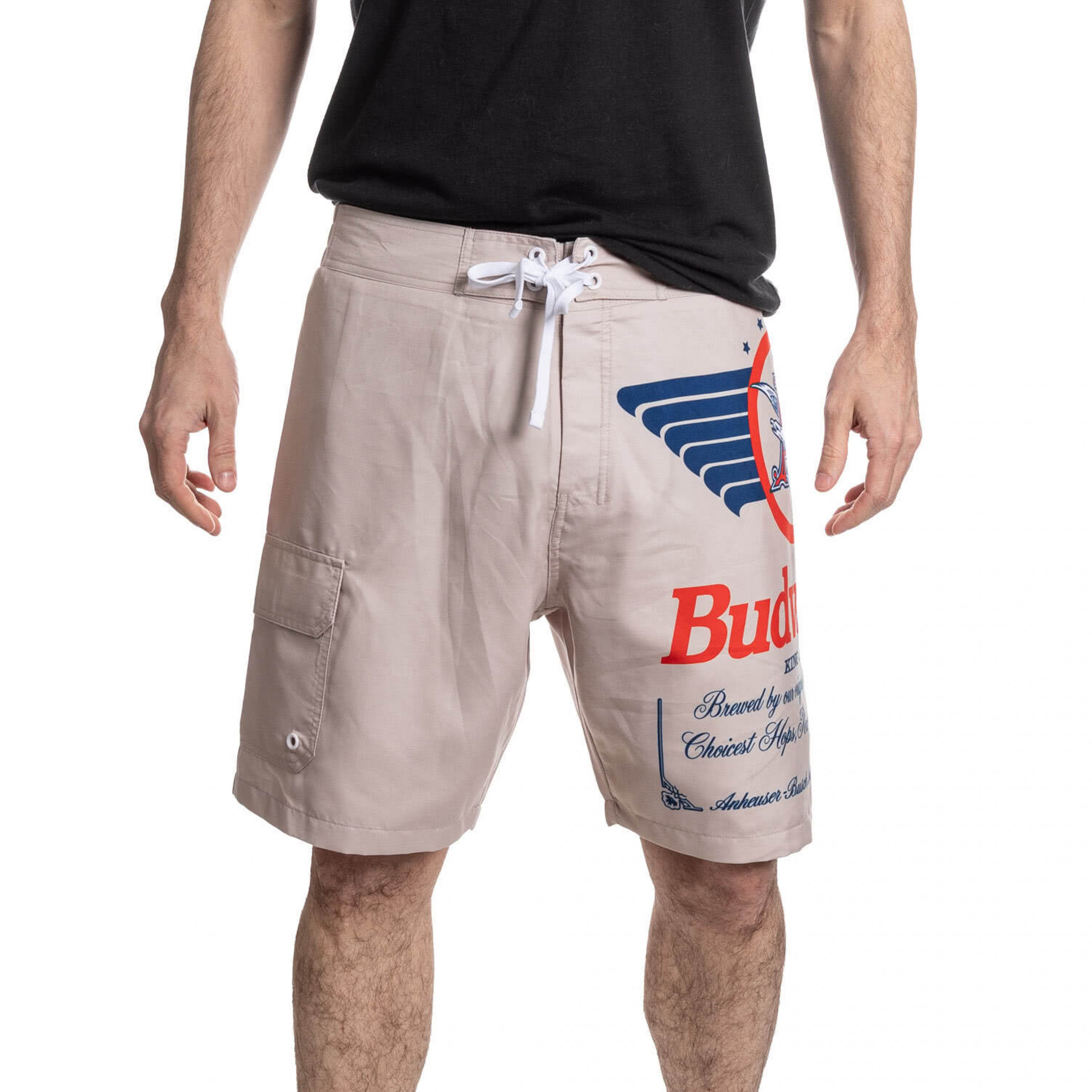 Budweiser King of Beers Vintage Logo Swim Board Shorts