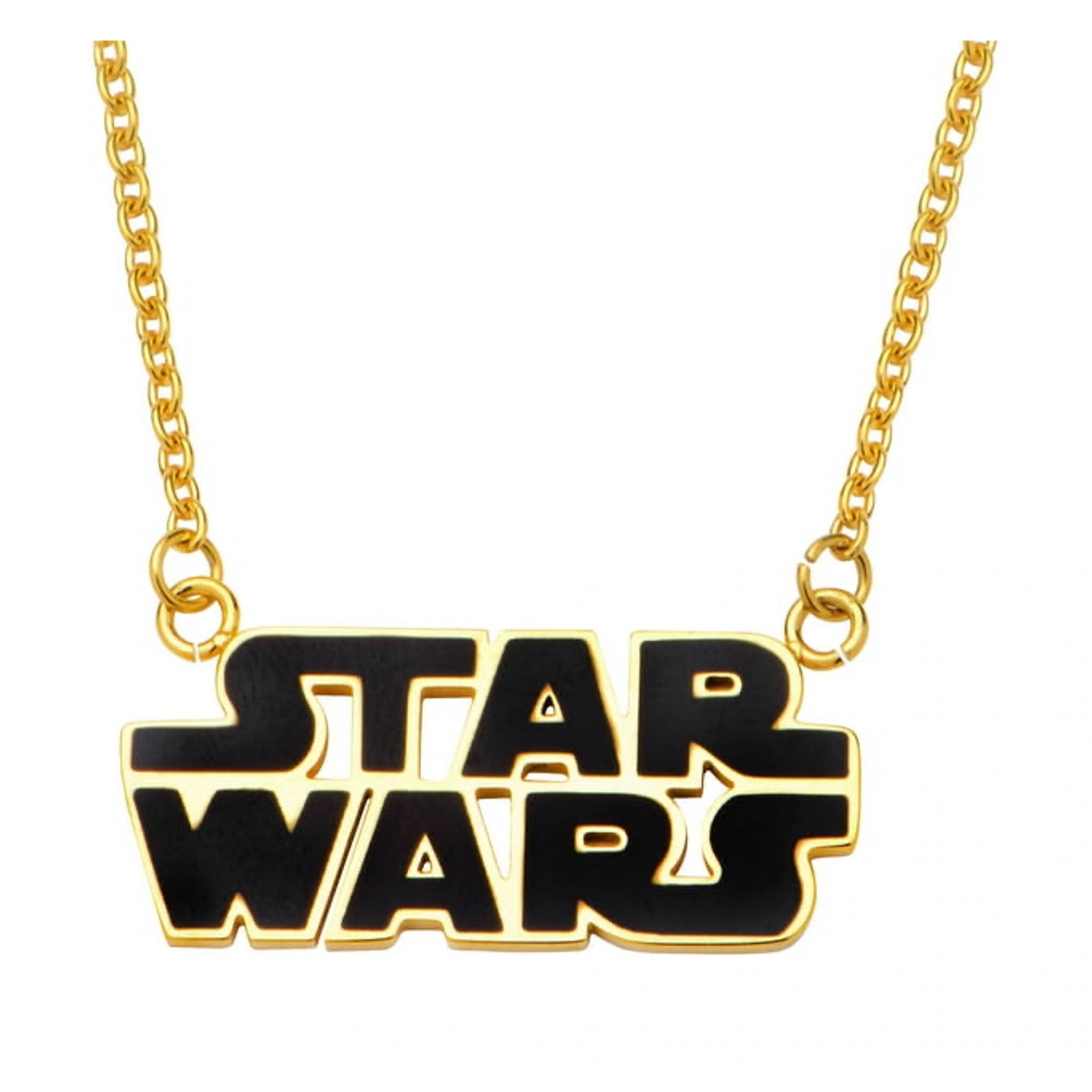 Star Wars Black and Gold Logo Pendant Necklace, Black