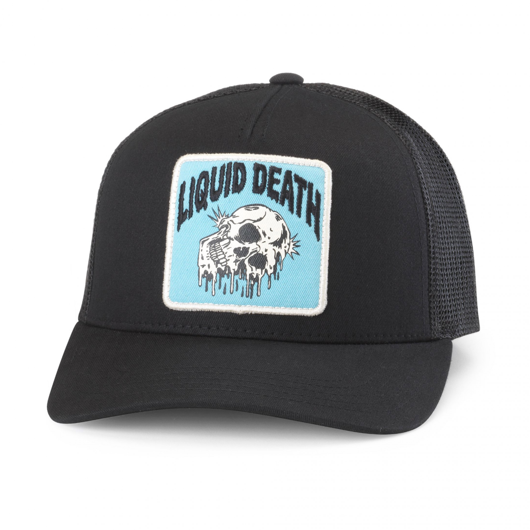 Liquid Death Dripping Skull Roscoe Trucker Snapback Hat