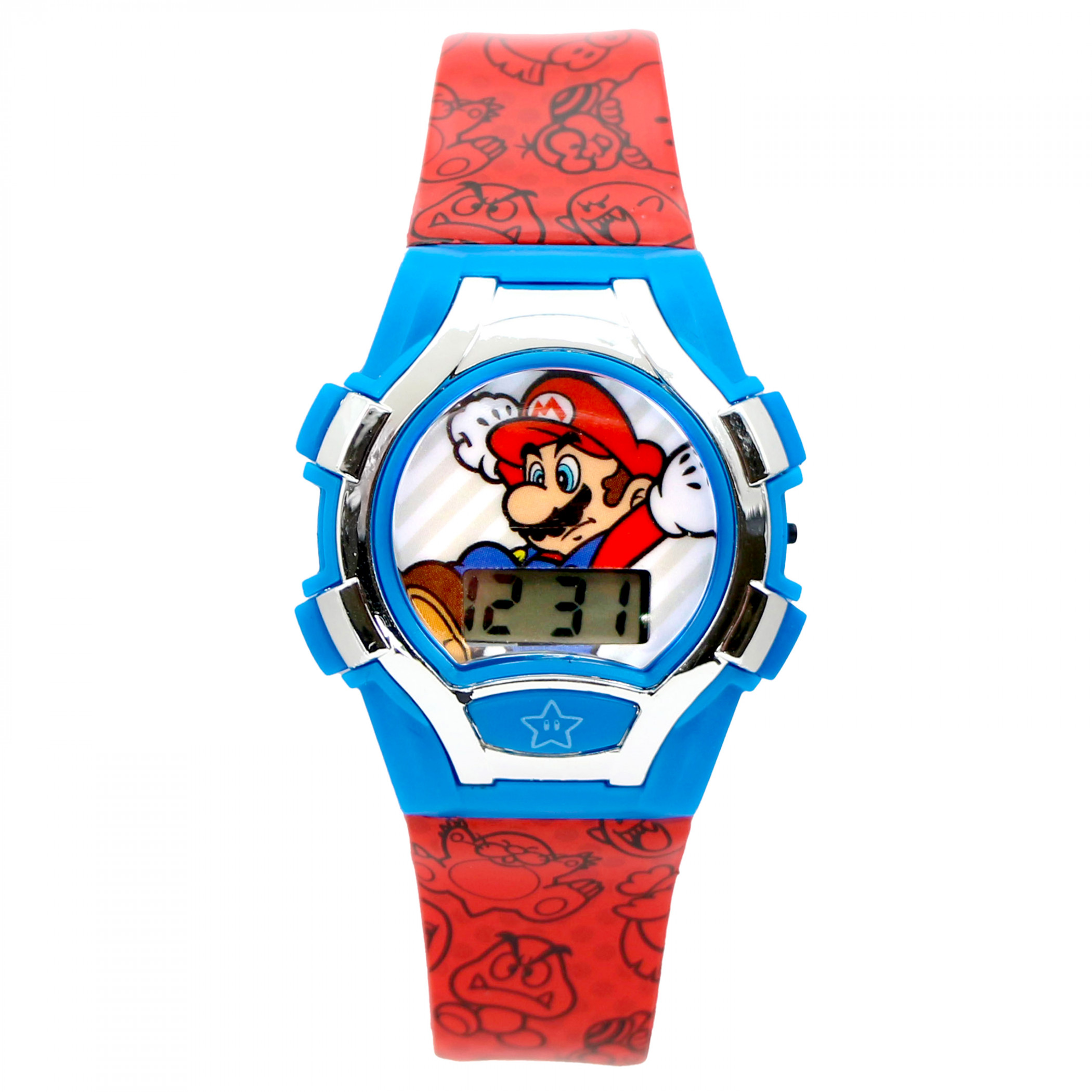 Super Mario Bros Enemy Pattern Kid's Digital Watch, Red