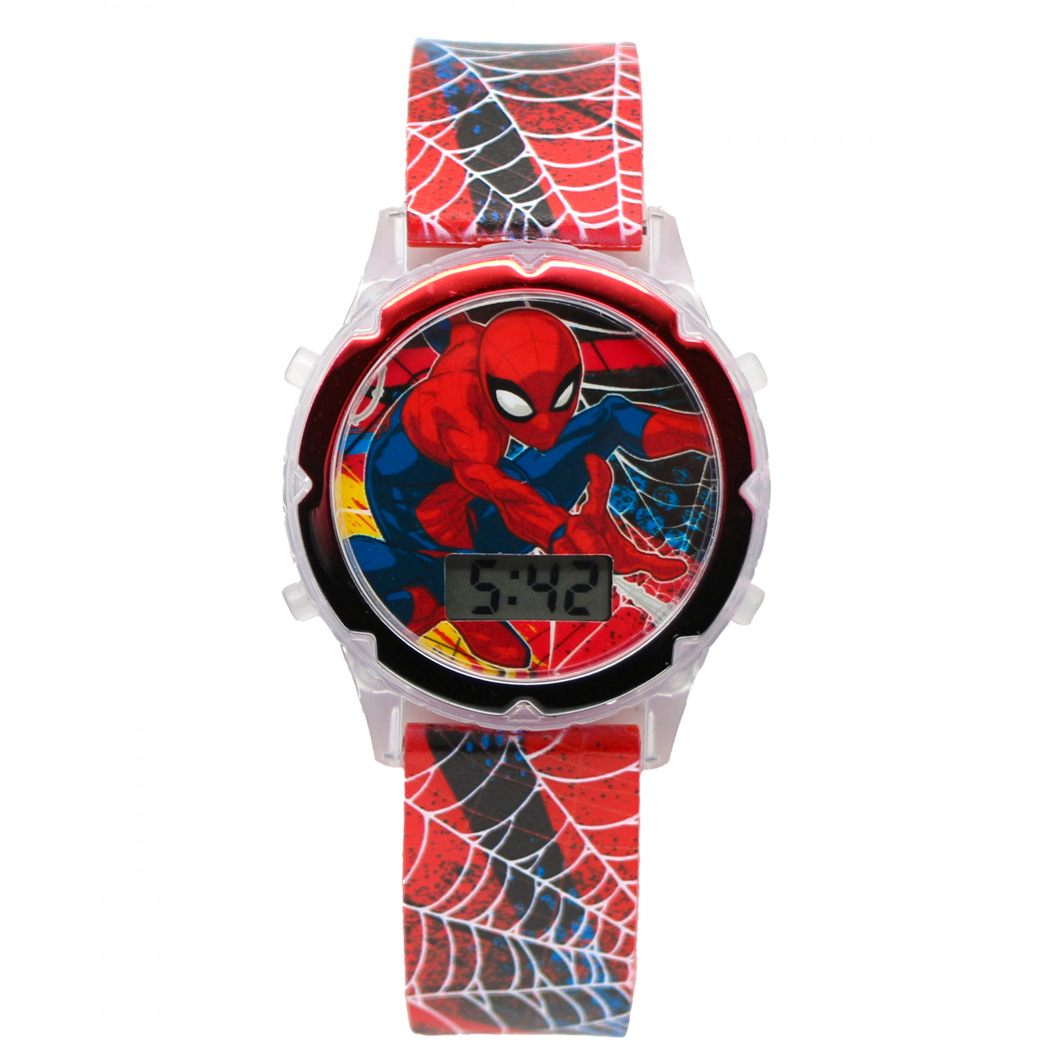 Spider-Man Web Pattern Kid's Digital Watch, Red