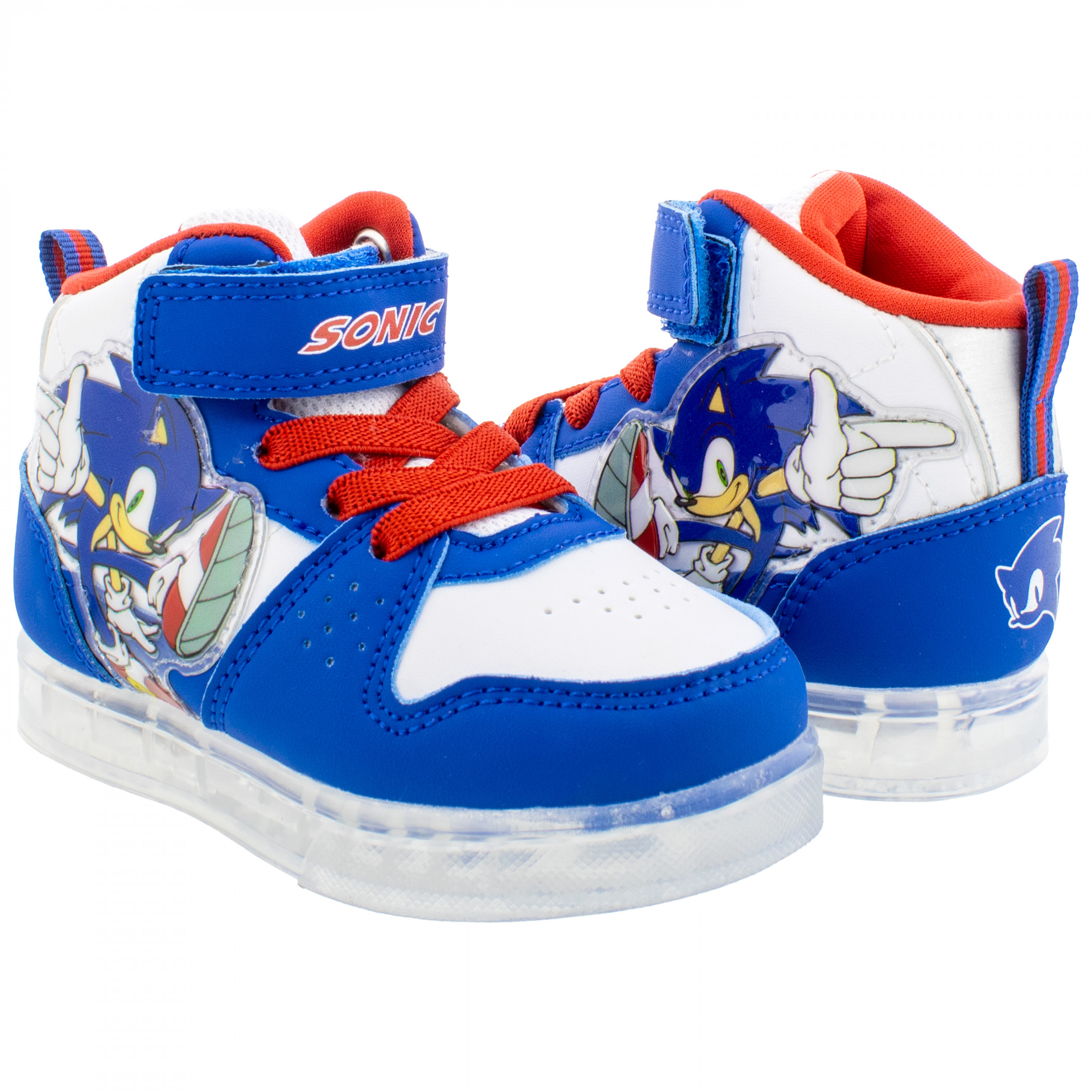 Sonic the Hedgehog High Top Hook and Loop Kids Sneakers, Blue