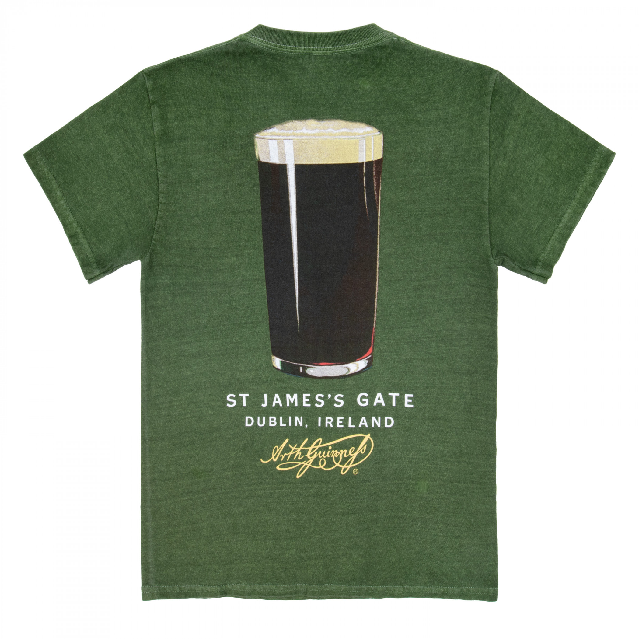 Guinness St James Gate - Green Pigment Dye Premium Front & Back Print T-Shirt