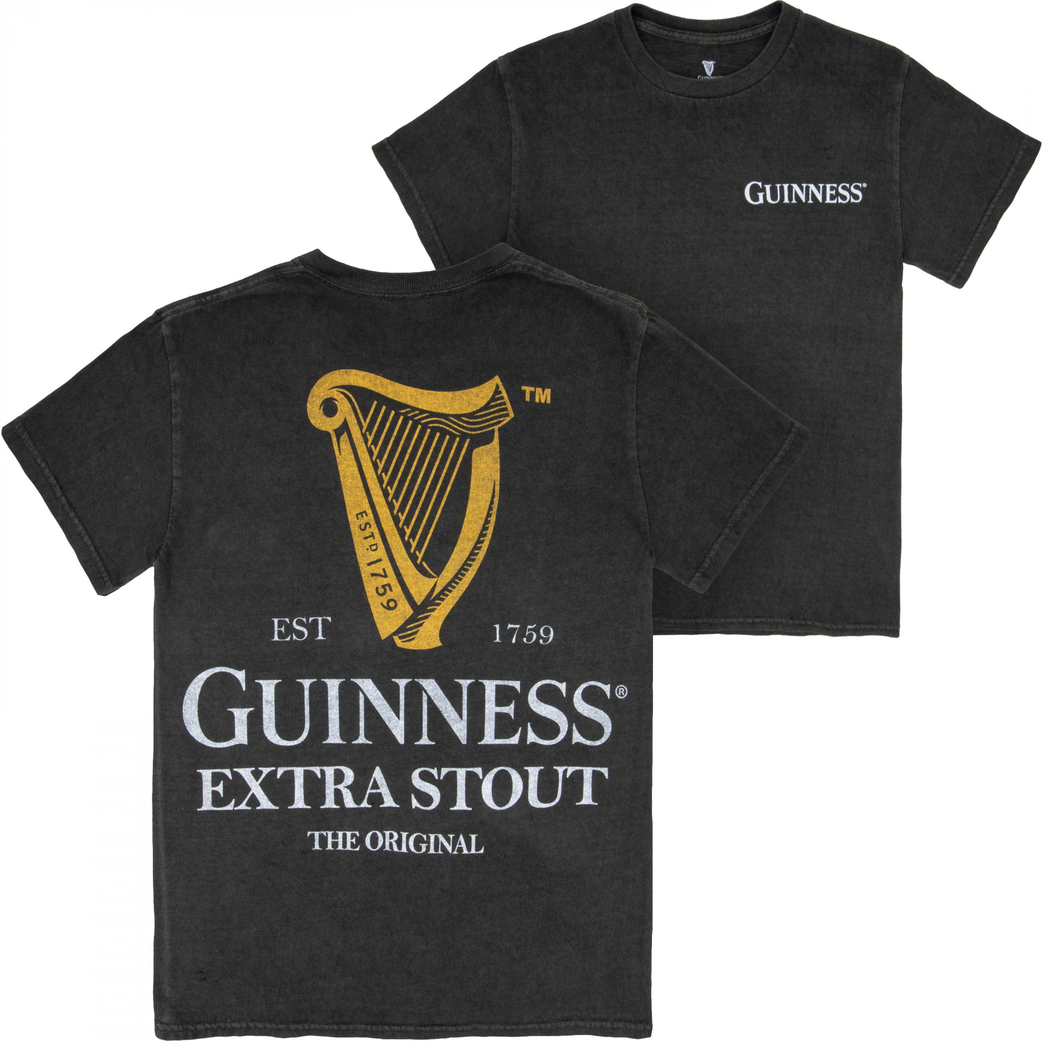 Guinness Extra Stout Harp Front & Back Print Black Pigment Dye Premium T-Shirt