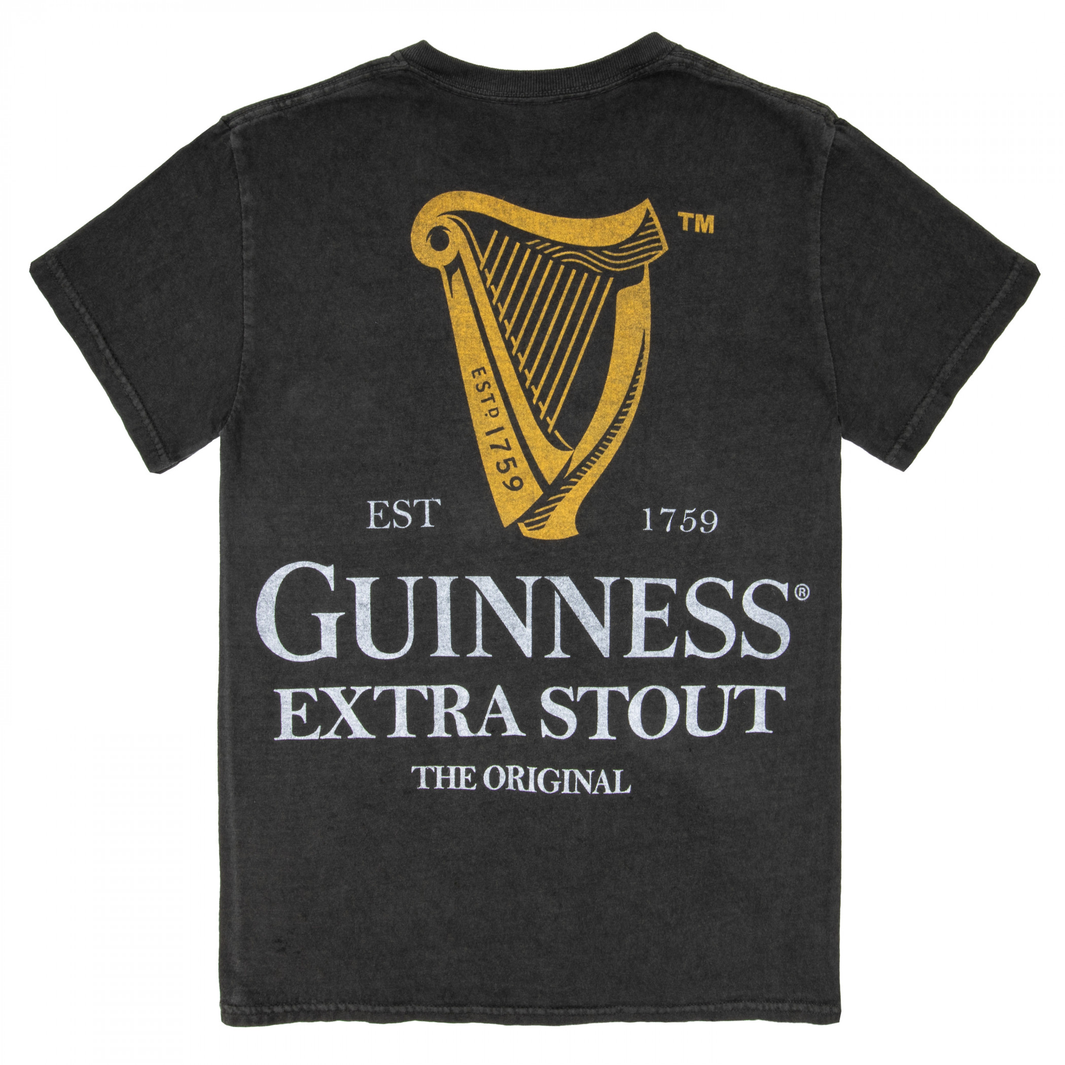 Guinness Extra Stout Harp Front & Back Print Black Pigment Dye Premium T-Shirt