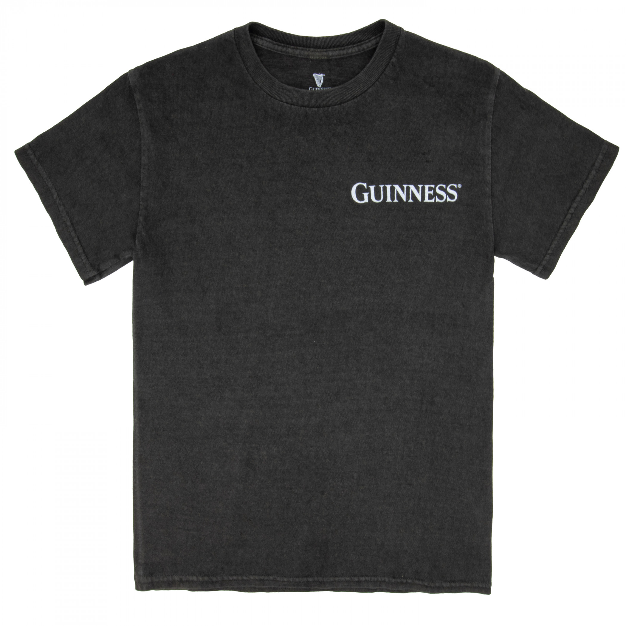 Guinness Extra Stout Harp Front & Back Print Black Pigment Dye Premium T-Shirt