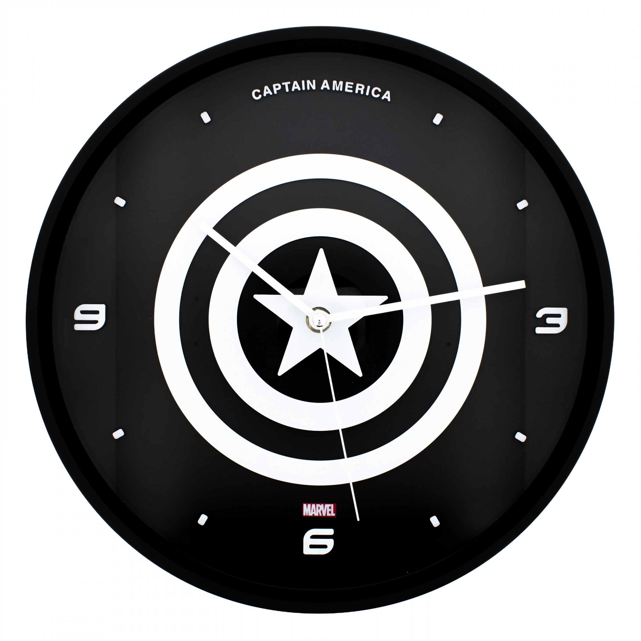 Captain America Black & White 12' Analog Round Wall Clock, Black