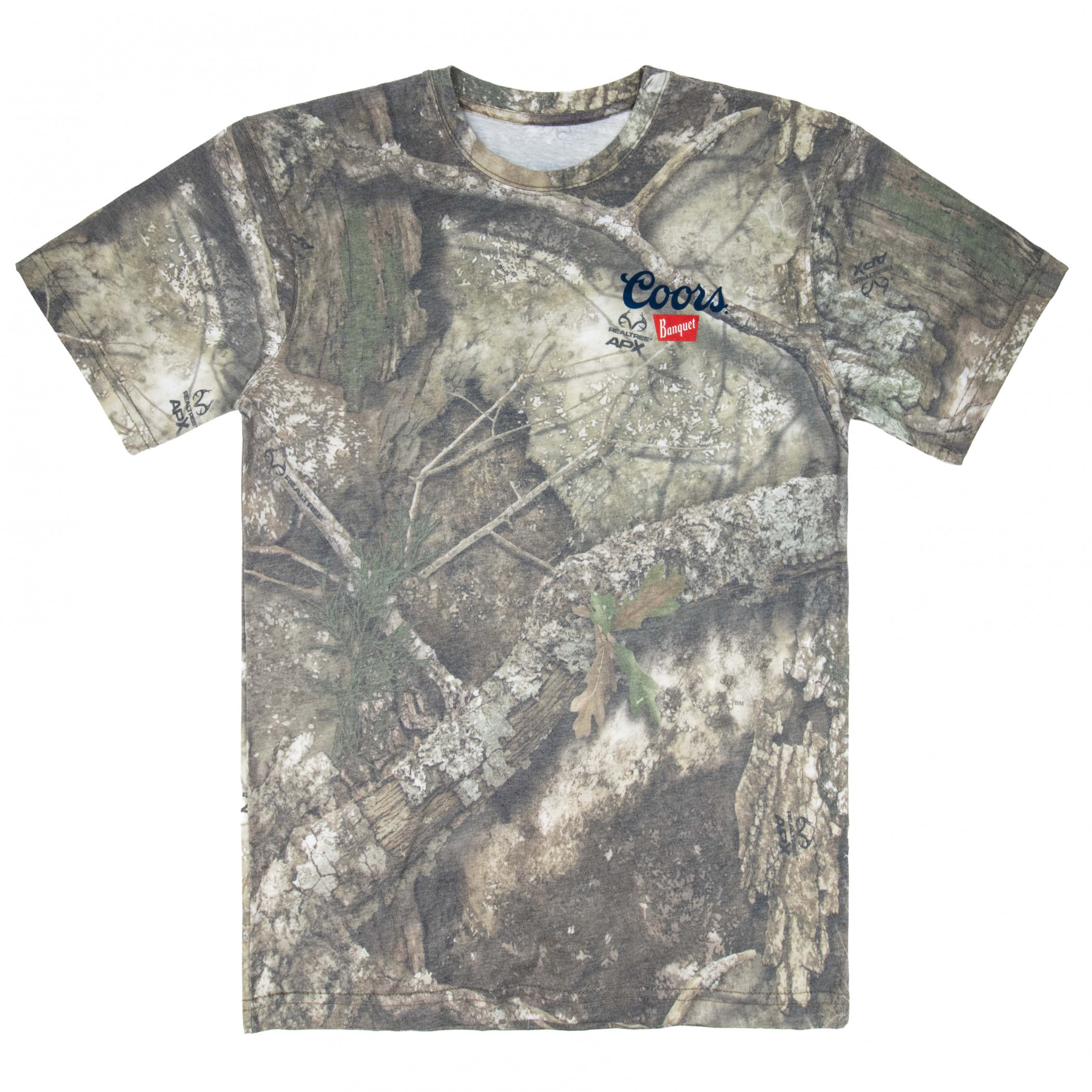 Coors Camo Rodeo Longhorn Front and Back Print T-Shirt