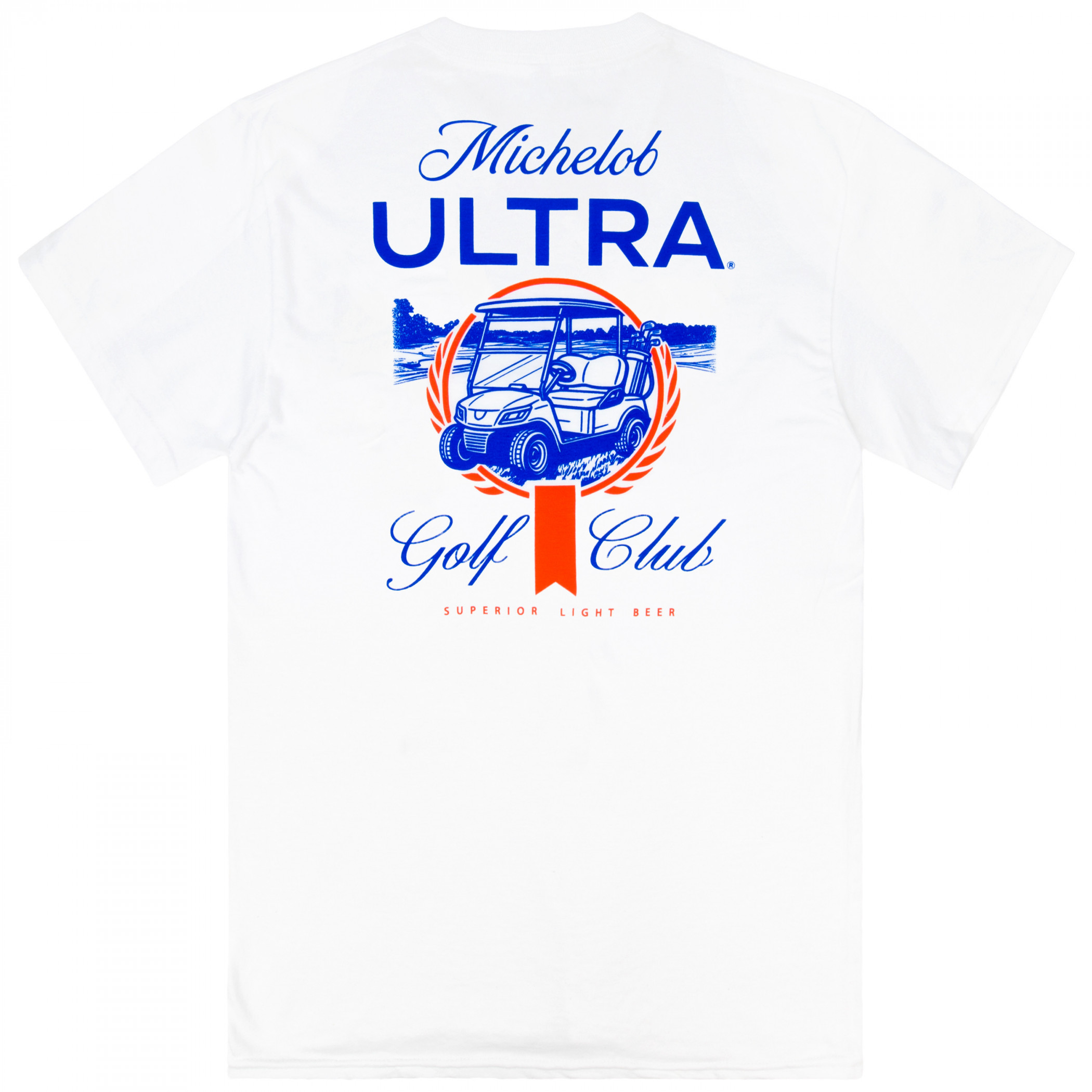Michelob Ultra Golf Club Gold Cart Front and Back Print T-Shirt
