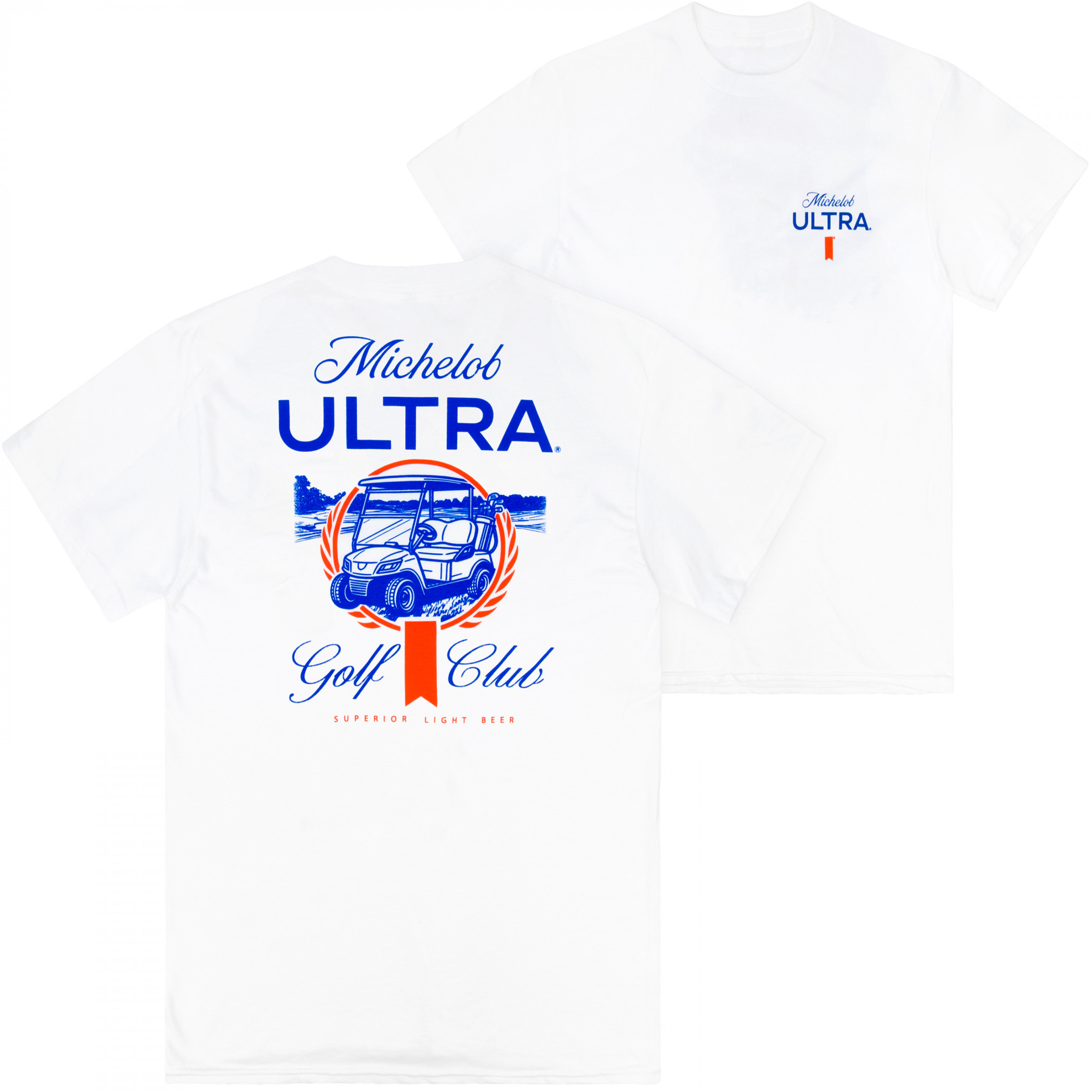 Michelob Ultra Golf Club Gold Cart Front and Back Print T-Shirt