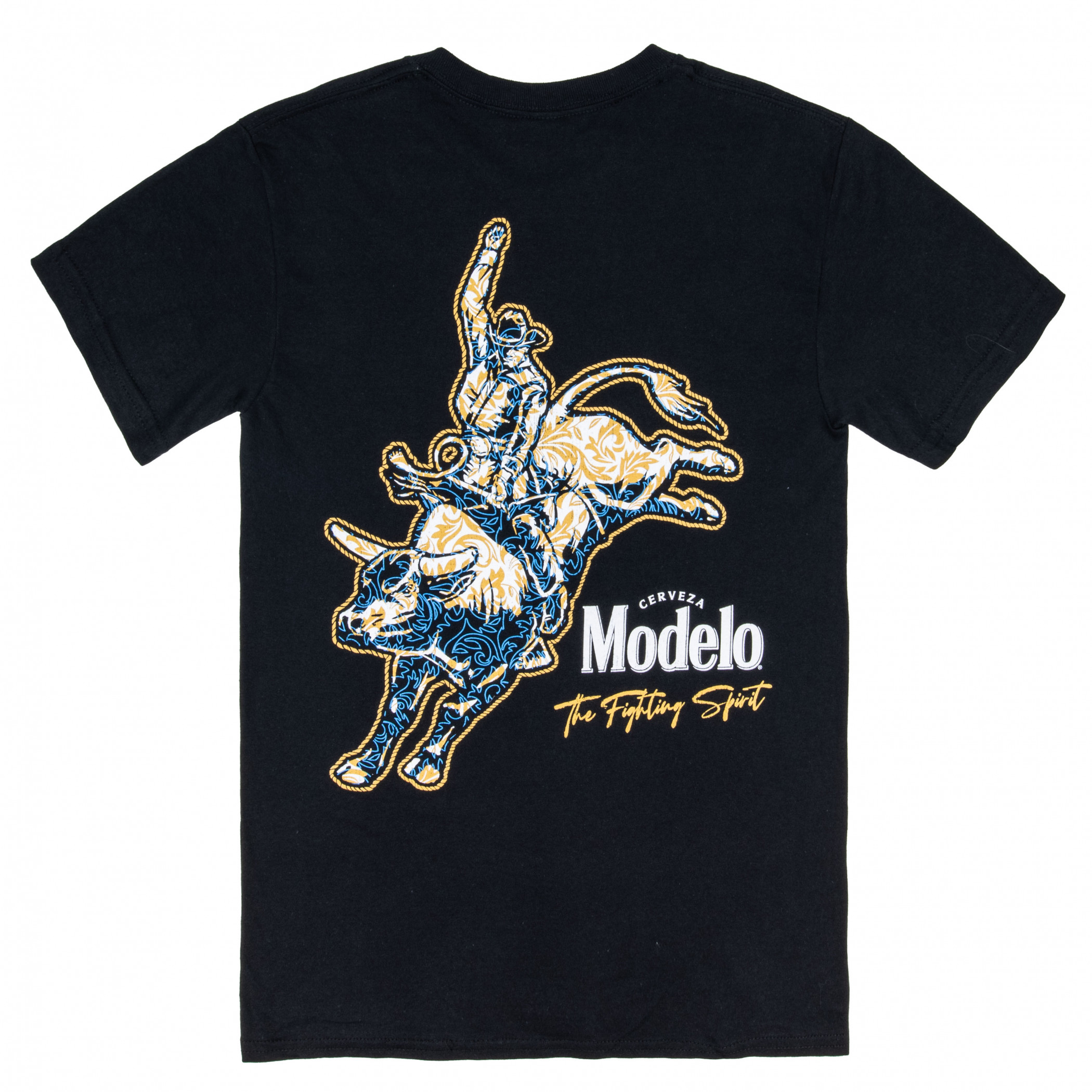 Modelo Bull Rider Front and Back Print T-Shirt
