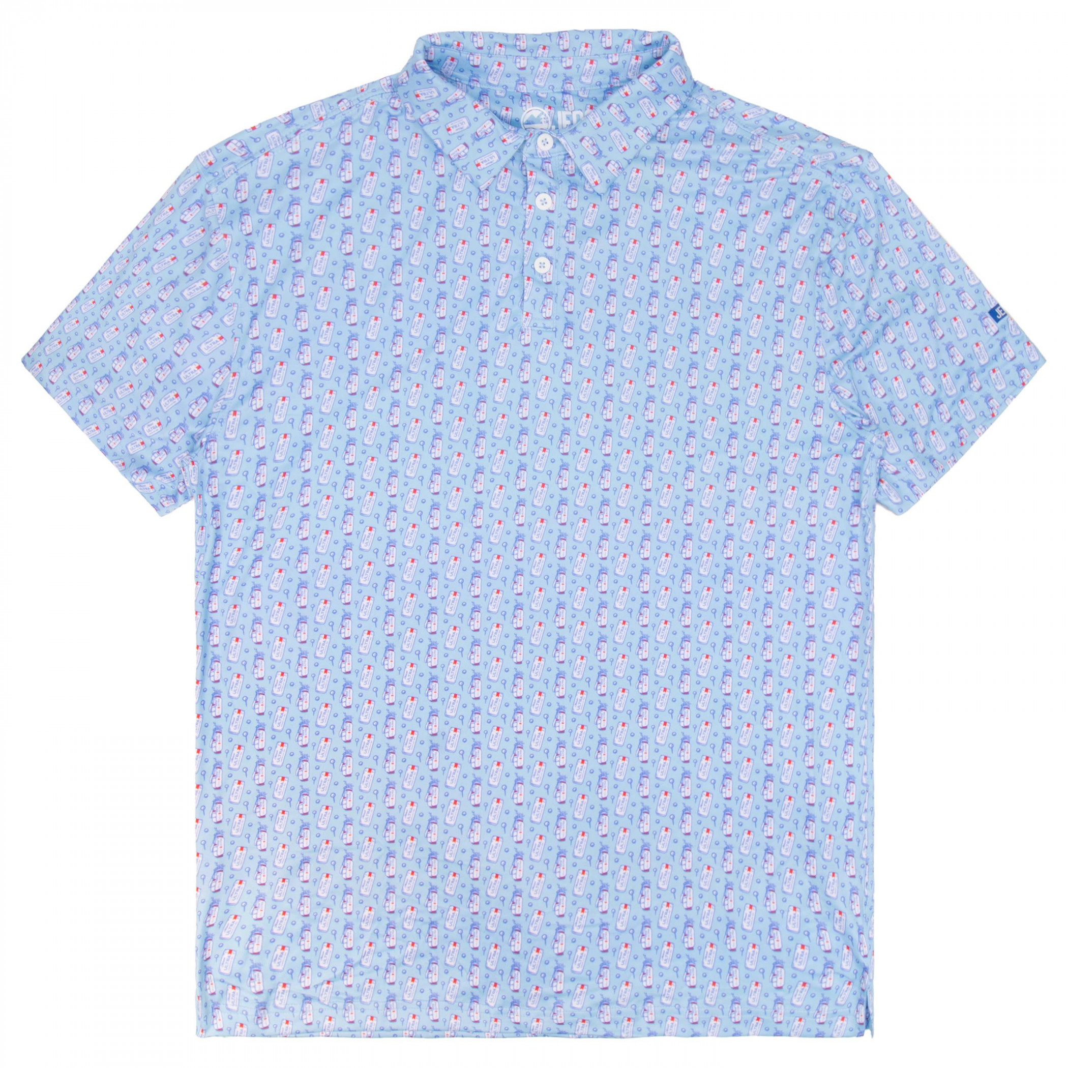 Michelob Ultra Golfing Cans and Clubs Pattern Polo Shirt