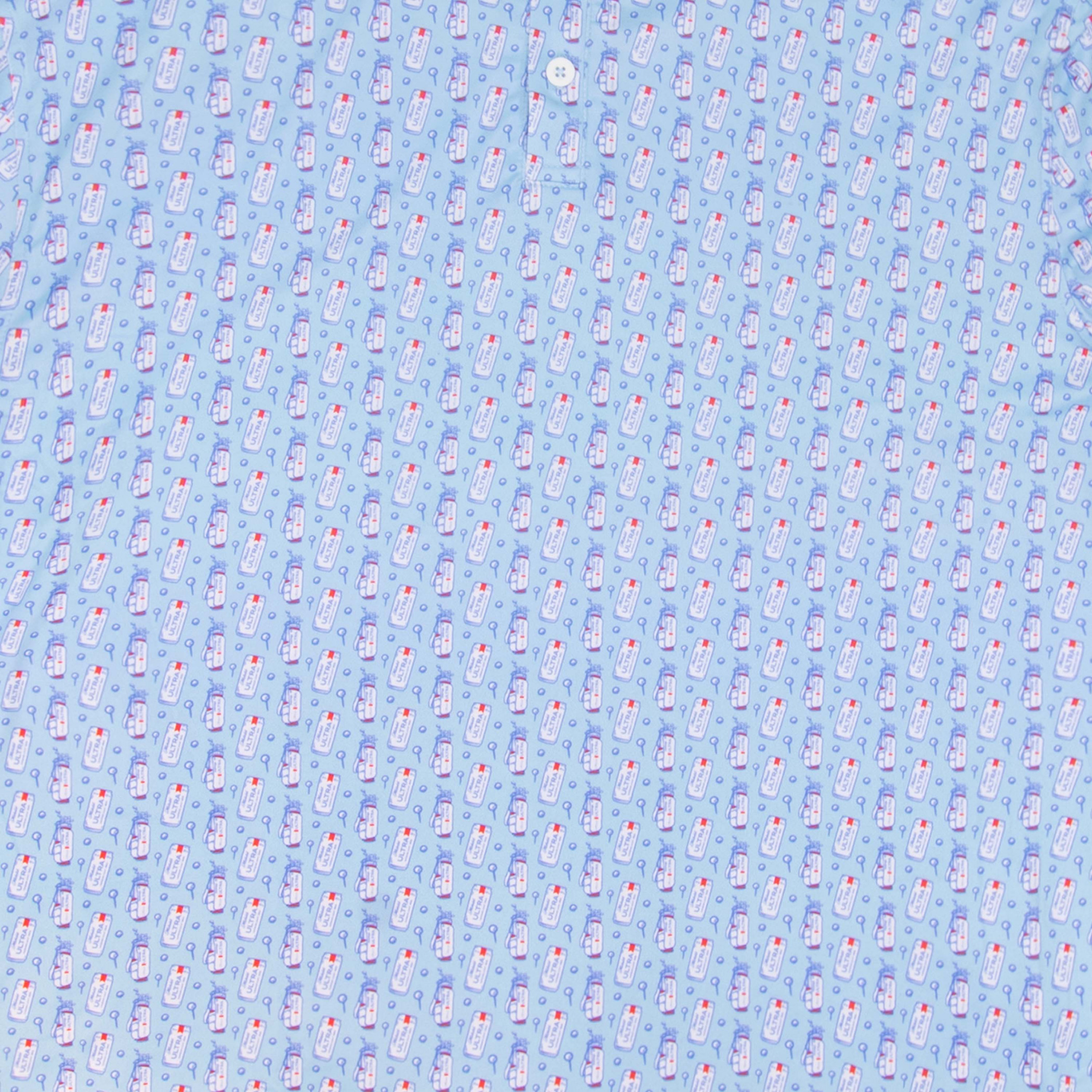 Michelob Ultra Golfing Cans and Clubs Pattern Polo Shirt