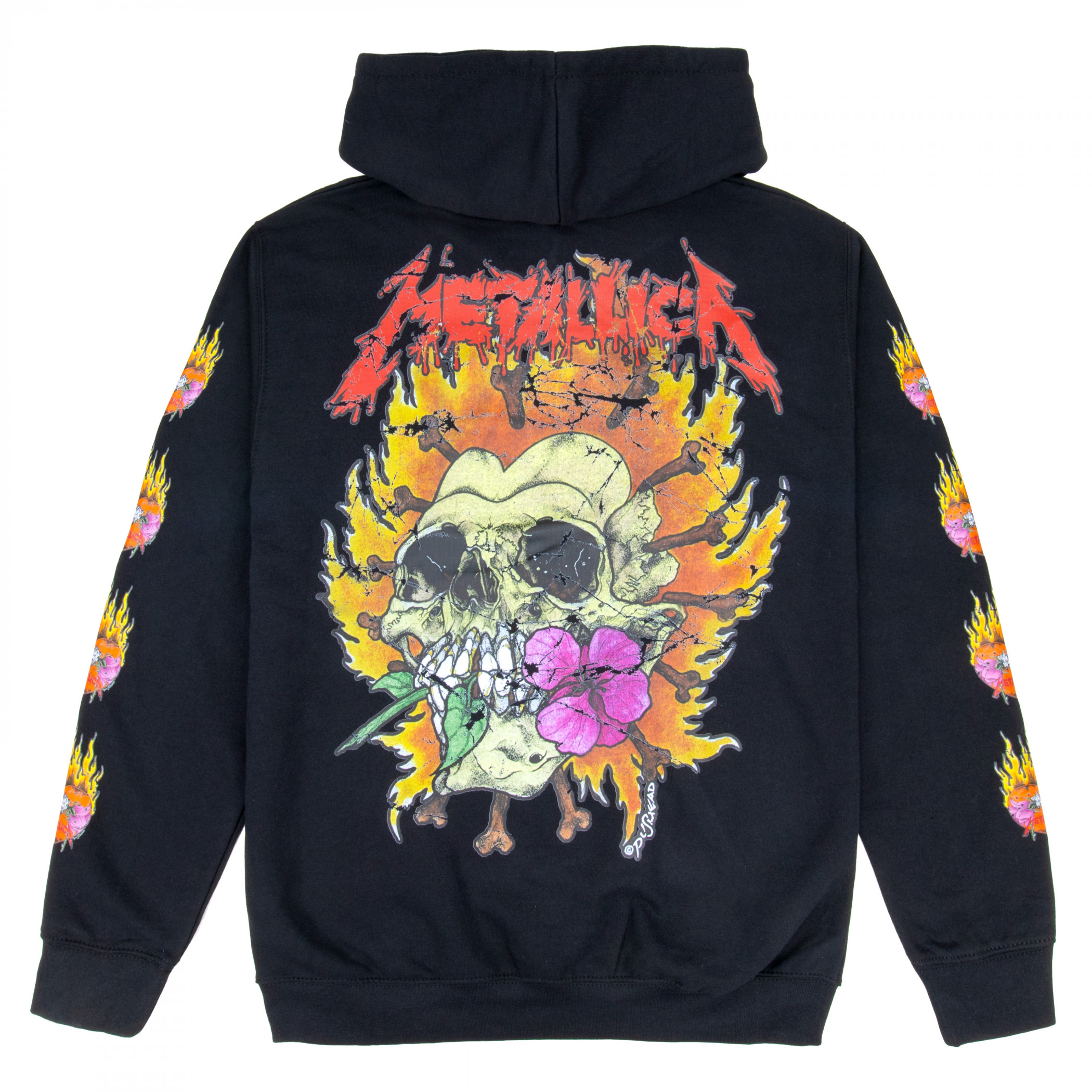 Metallica Floral Skull Pullover Front and Back Print Hoodie