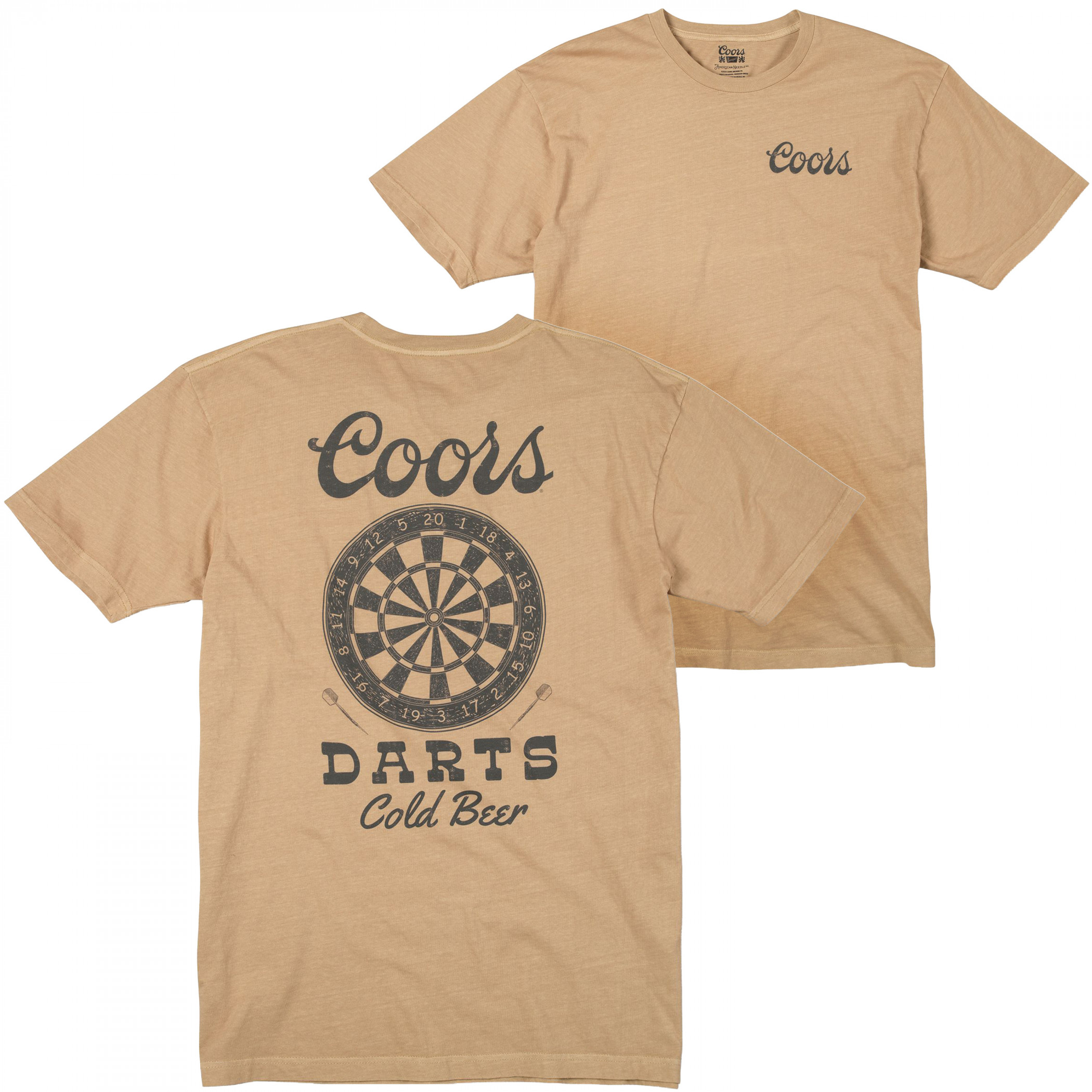 Coors Cold Beer Darts with Dartboard Front and Back Print T-Shirt