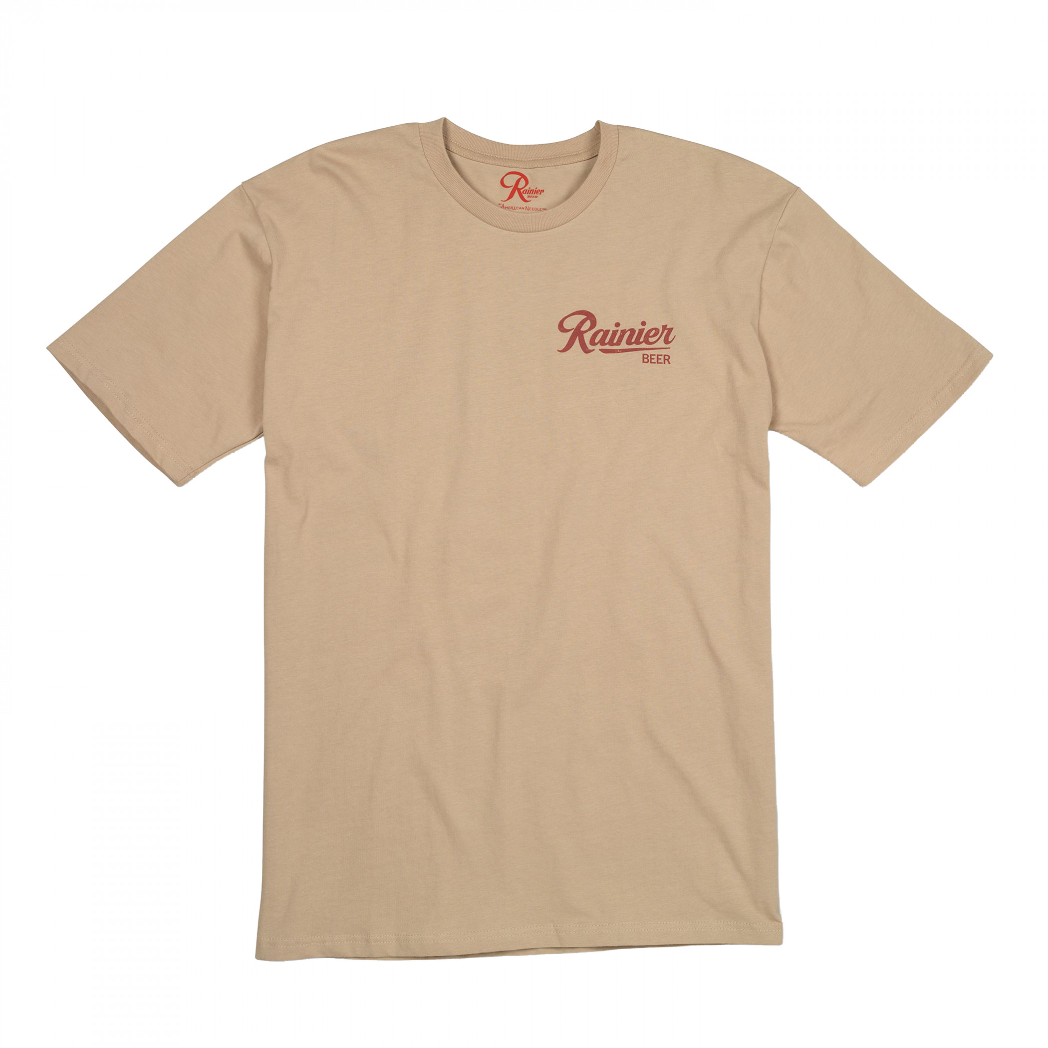 Rainier Beer Sasquatch Backpacking Front and Back Print T-Shirt