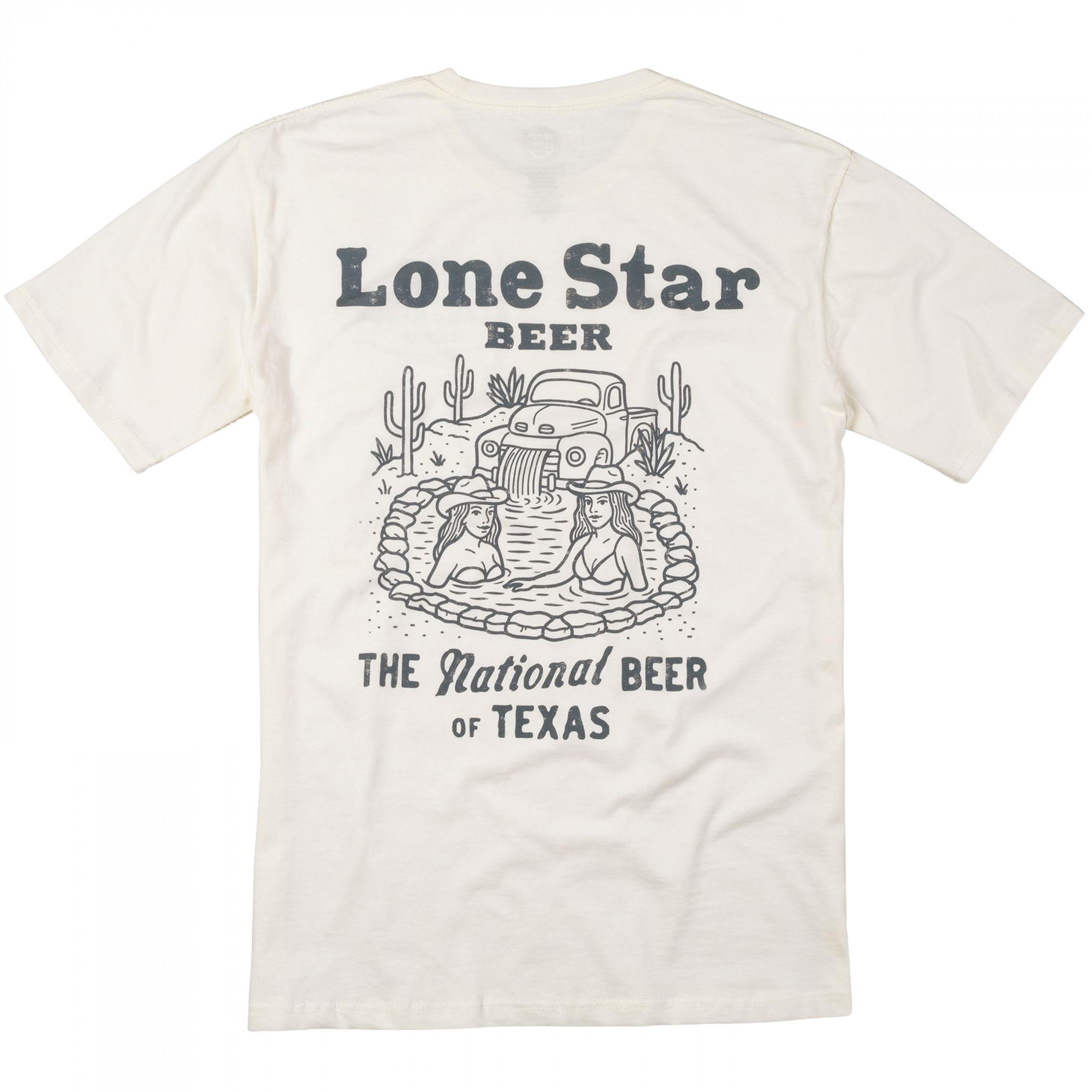Lone Star National Beer of Texas Hot Tub Front and Back Print T-Shirt