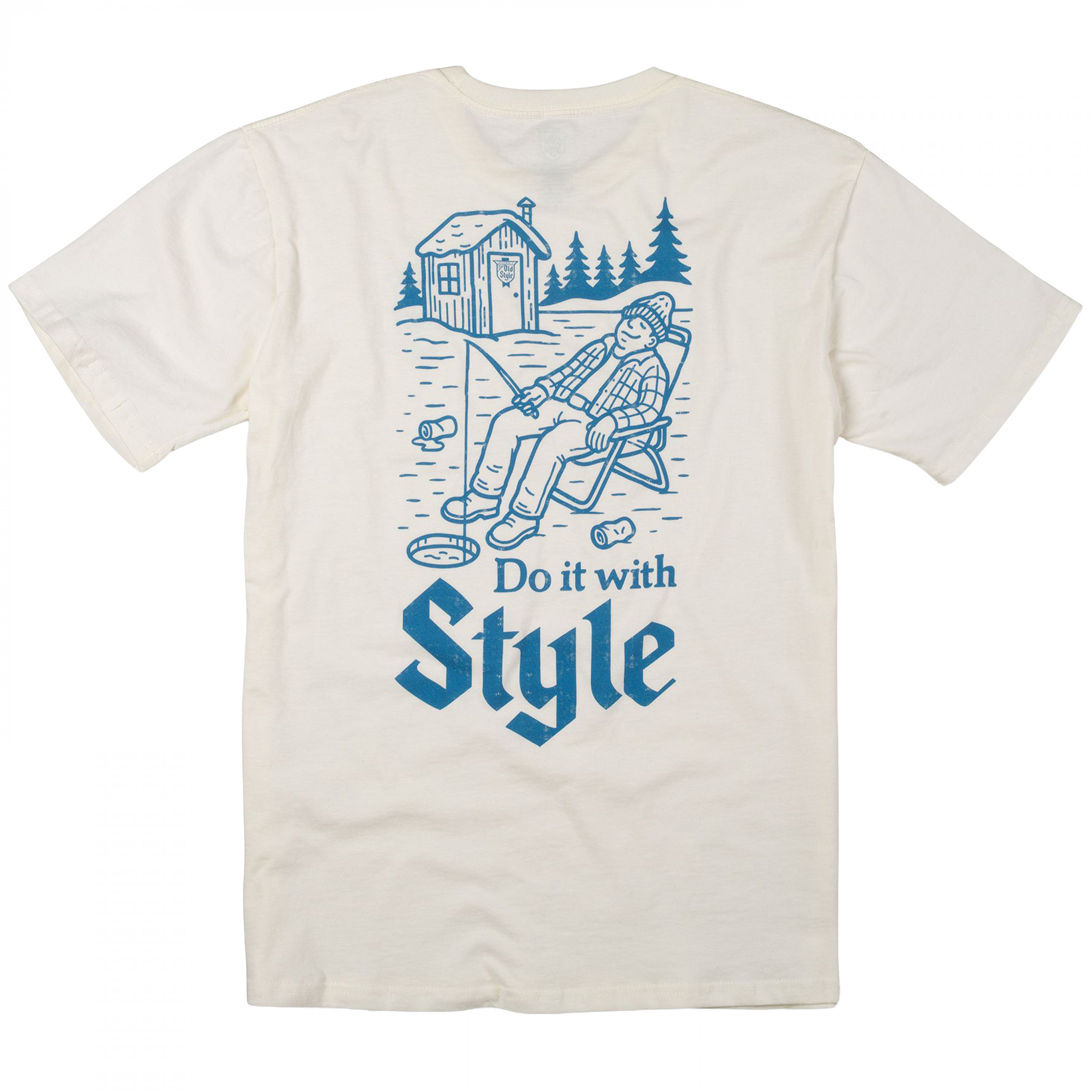 Old Style Beer Fishing- Do It With Style Front and Back Print T-Shirt
