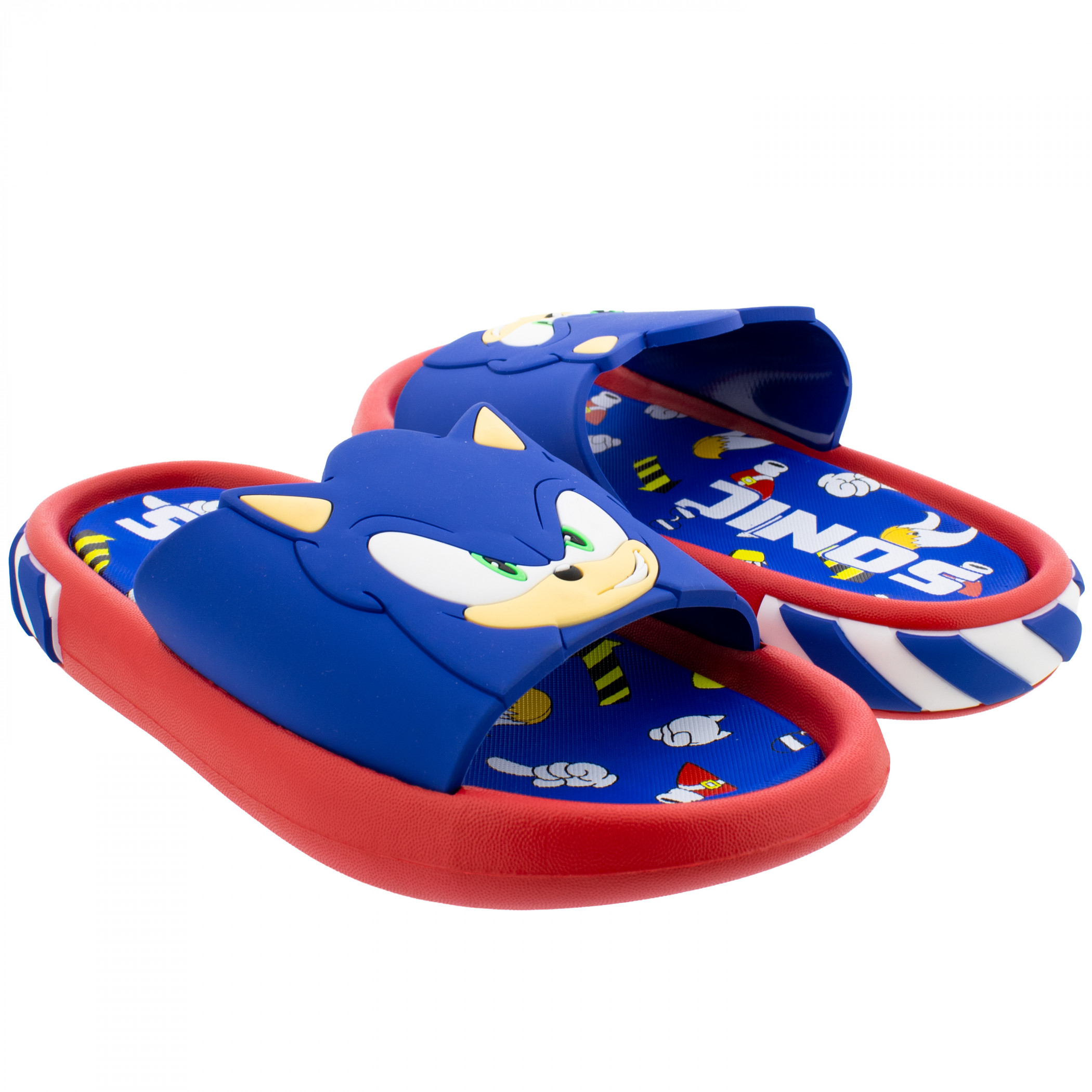 Sonic the Hedgehog 3D Character Boy’s Comfort Slide Sandals Multi-Color