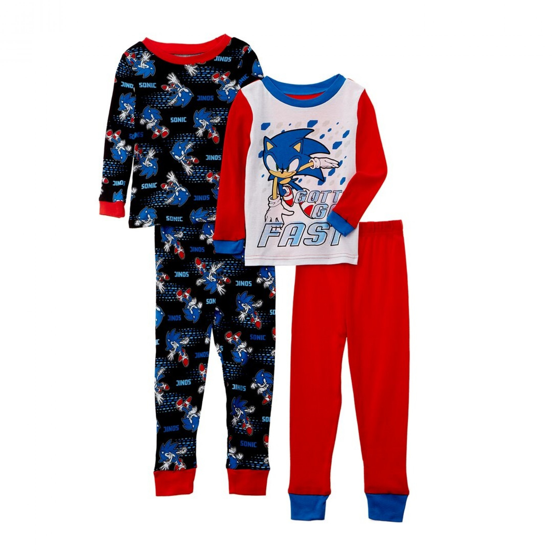 Sonic the Hedgehog Gotta Go Fast Youth 4-Piece Long Sleeve Pajama Set, Multi-Color