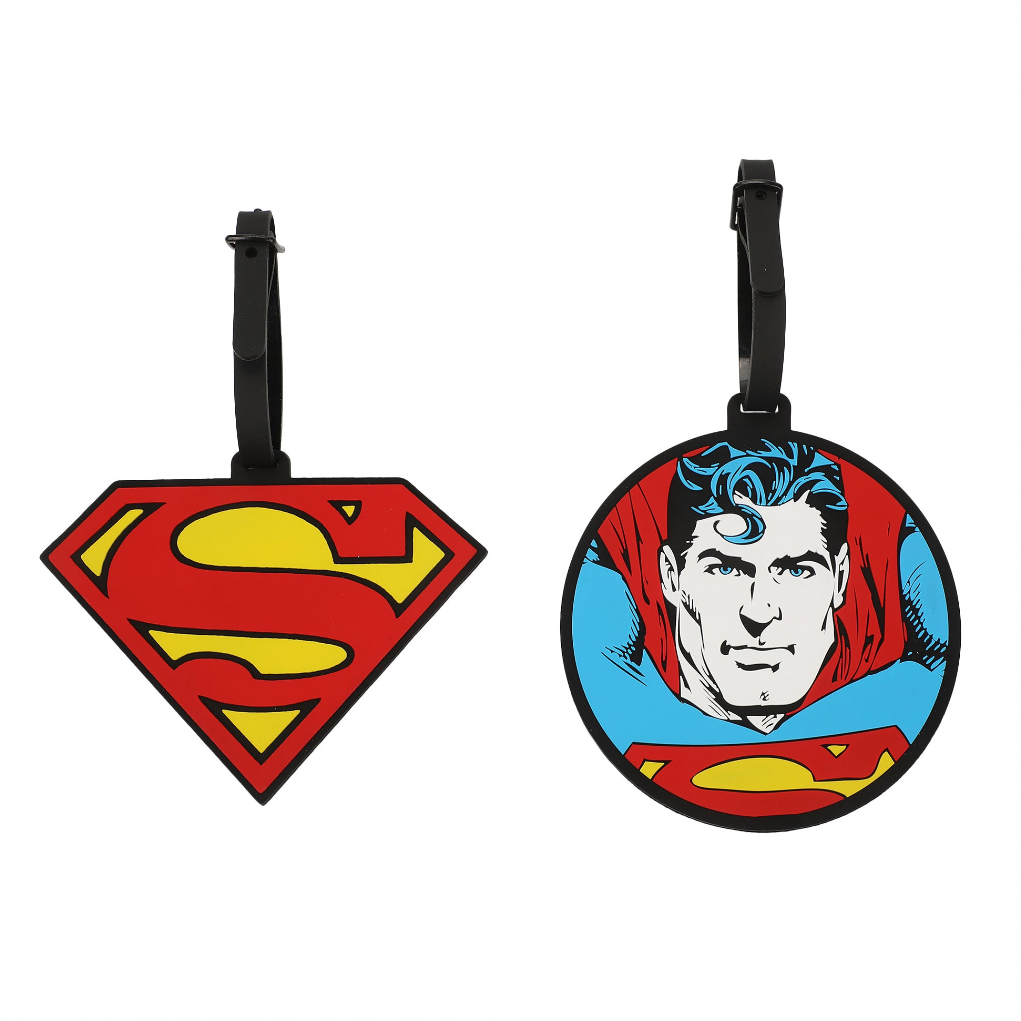 Superman Logo Rubber Luggage Tags 2-Pack, Multi-Color