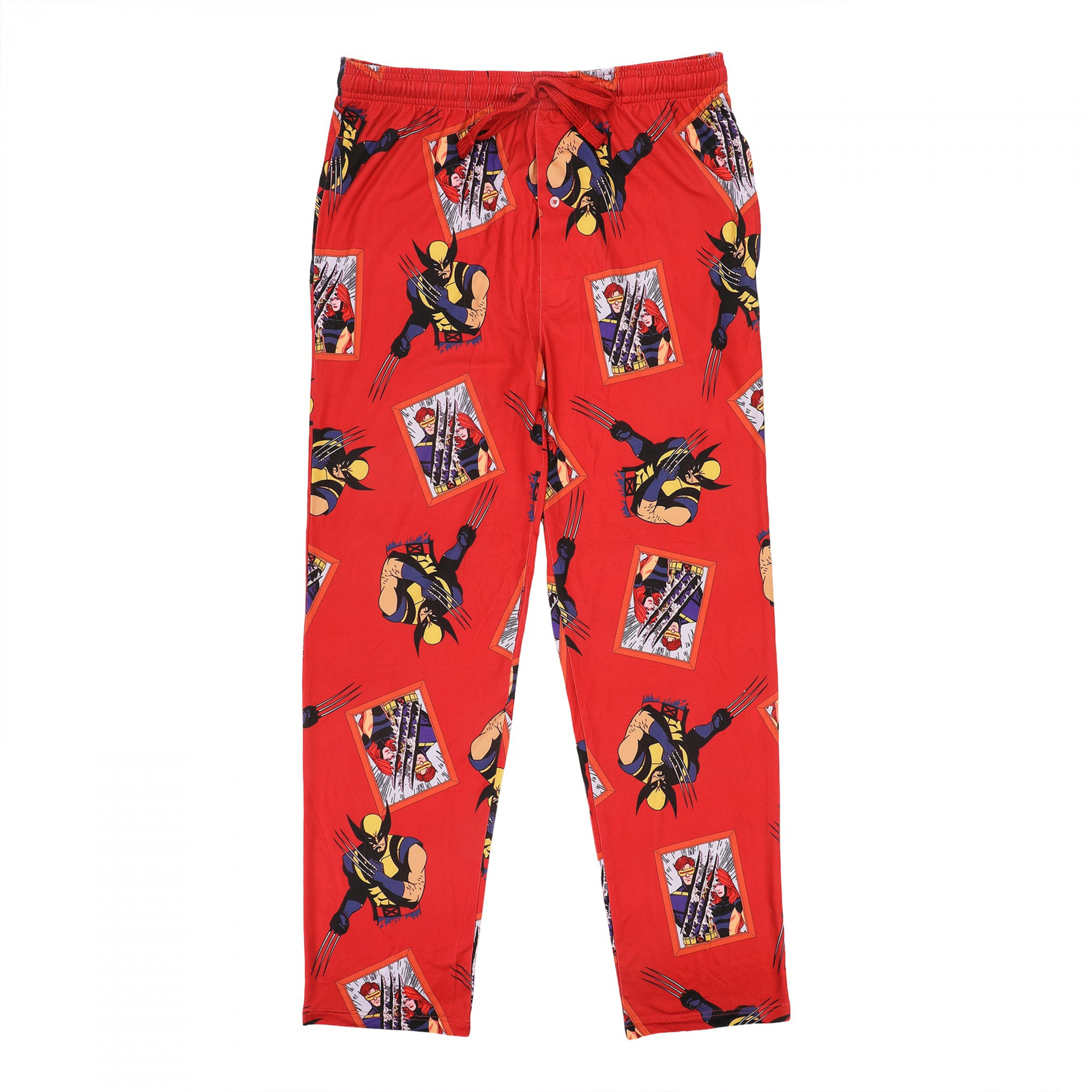 X-Men '97 Wolverine Pose Collage Pattern Sleep Pants, Red