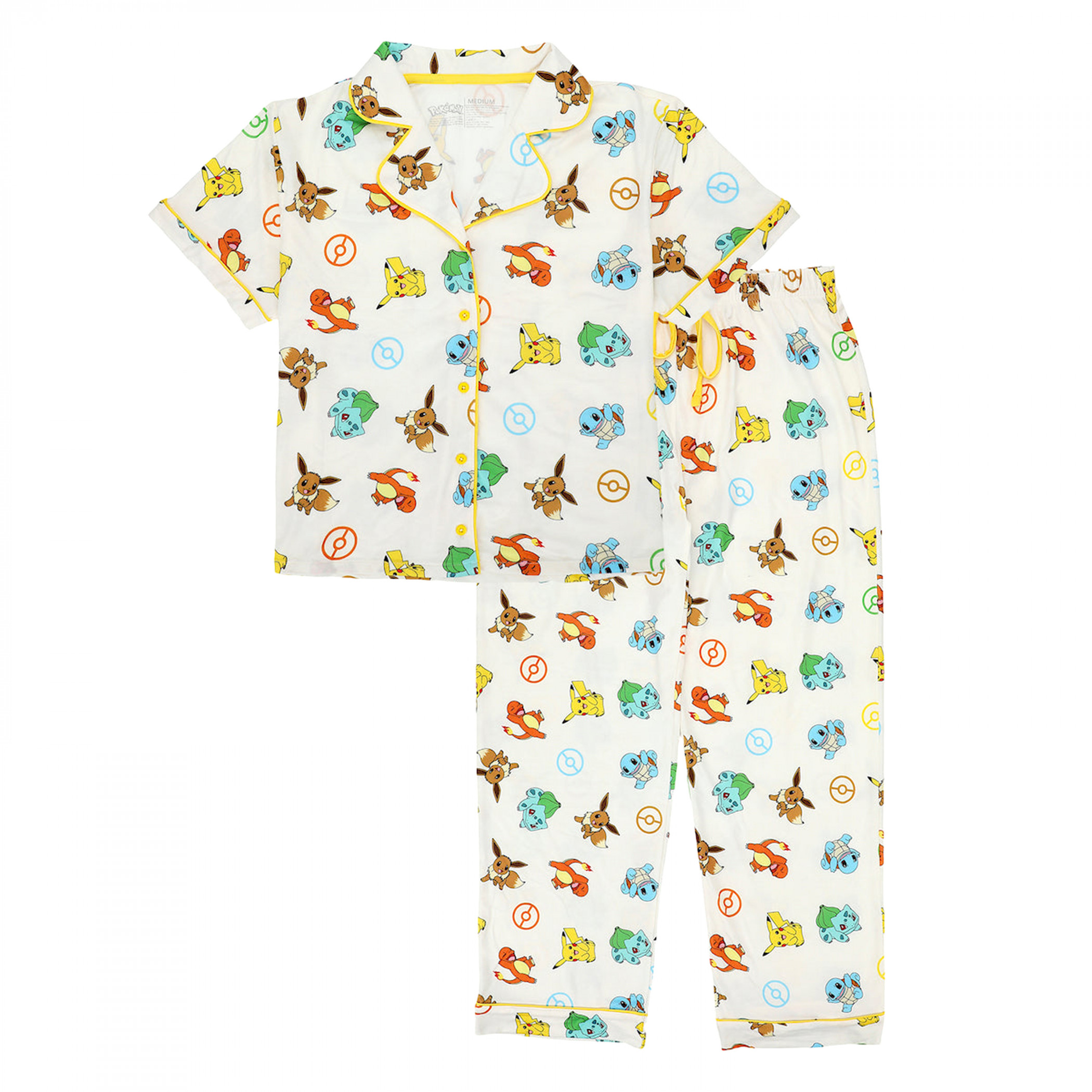 Pokemon Starter Collage Women's Pajamas Set, White