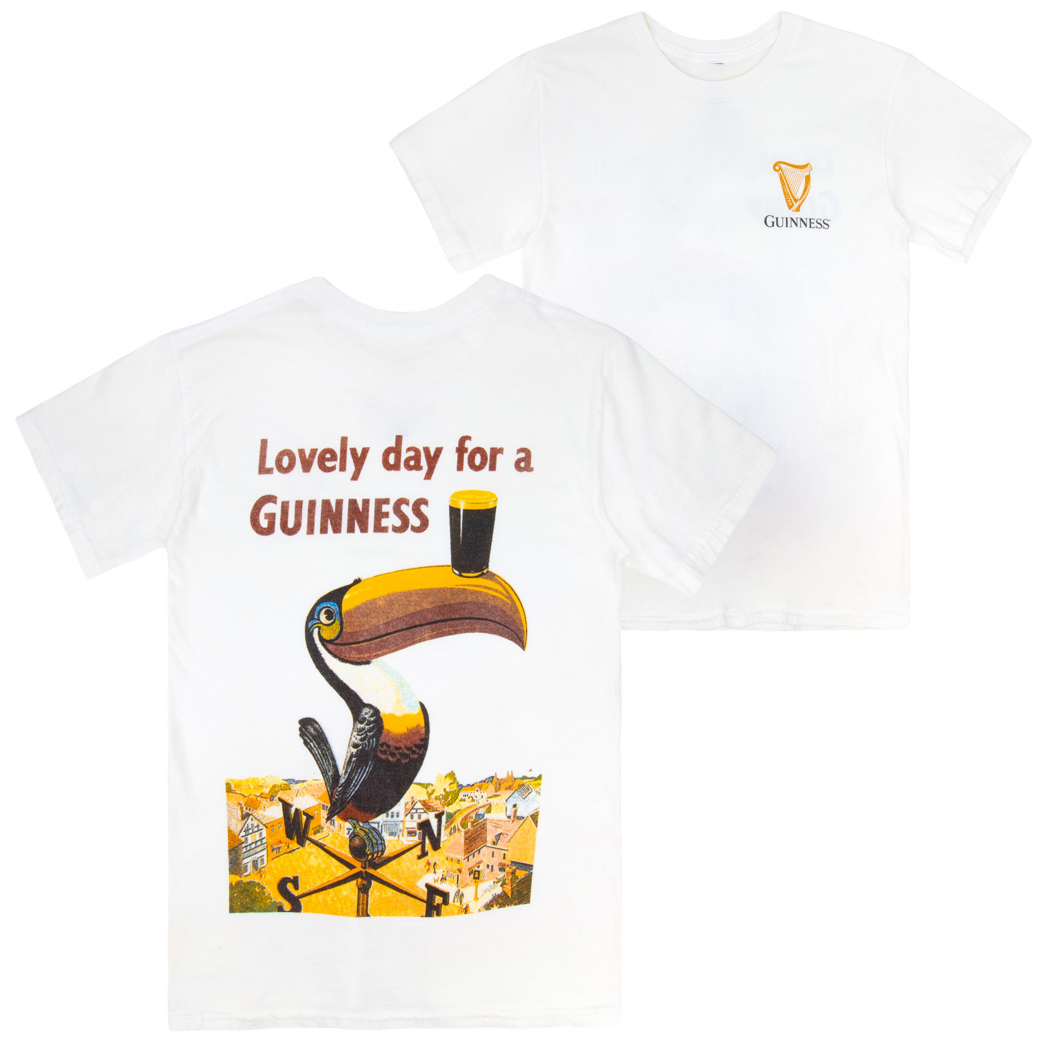 Guinness Lovely Day Gilroy Toucan Premium Soft Front Back Print T-Shirt