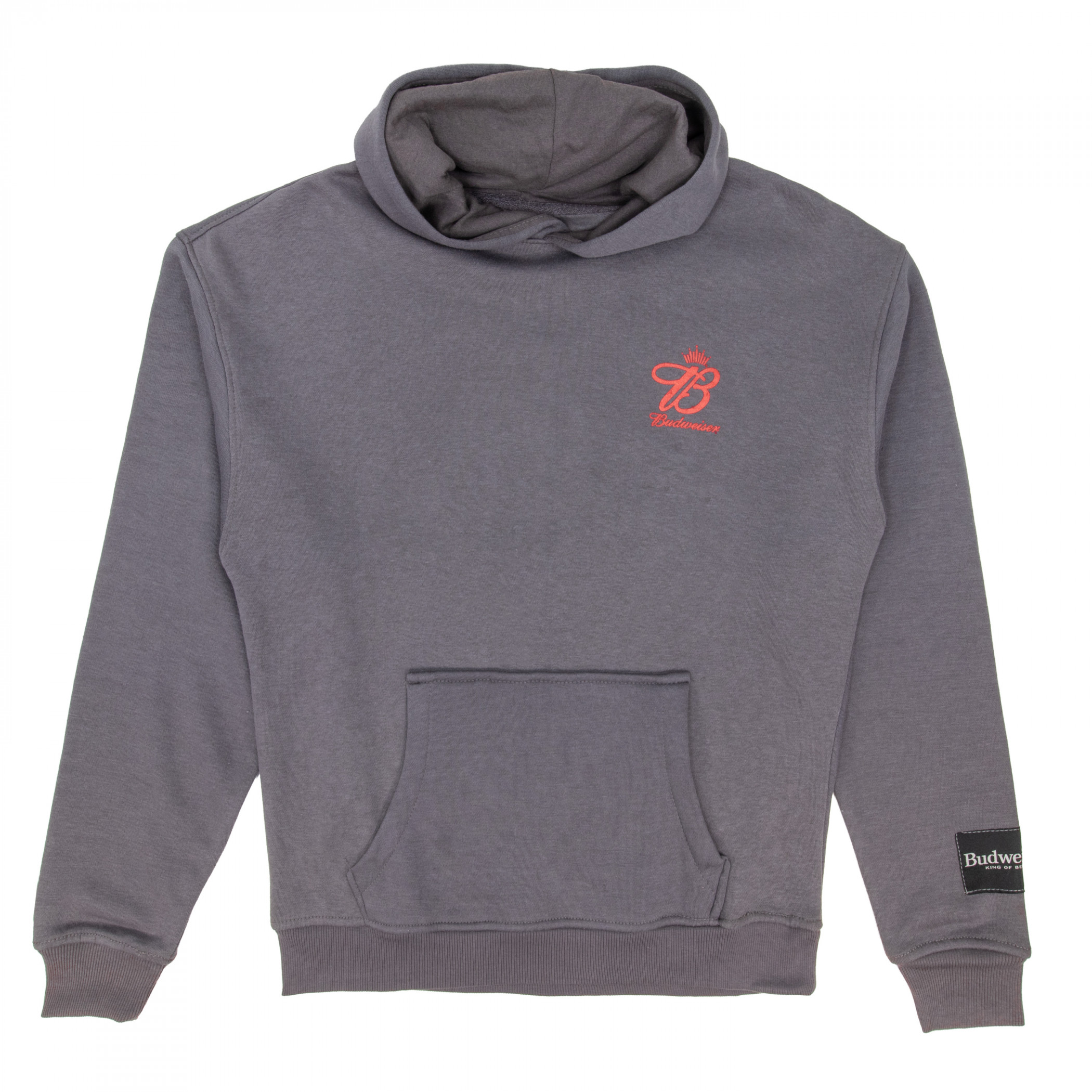 Budweiser Clydesdale Grey Front and Back Print Drop-Shoulder Hoodie