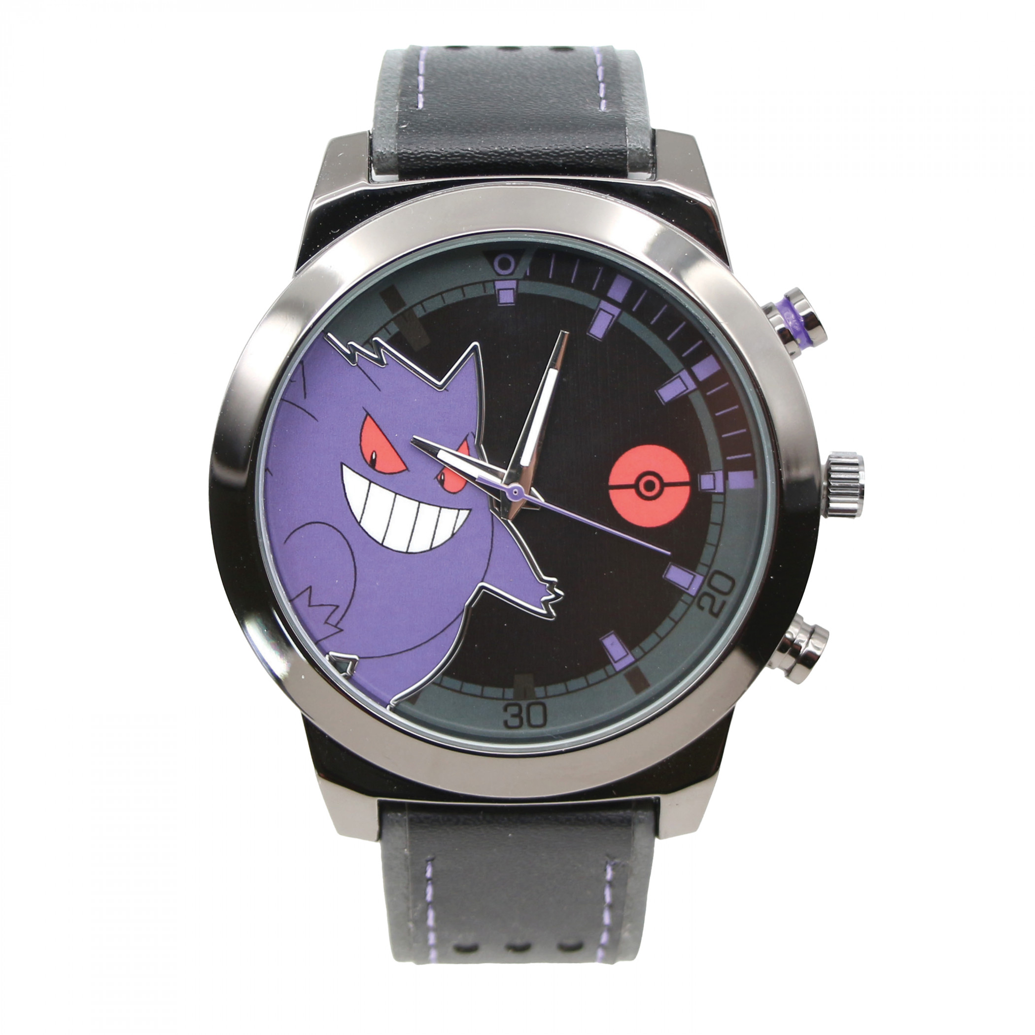 Pokemon Gengar Analog Watch with Faux Leather Band, Black