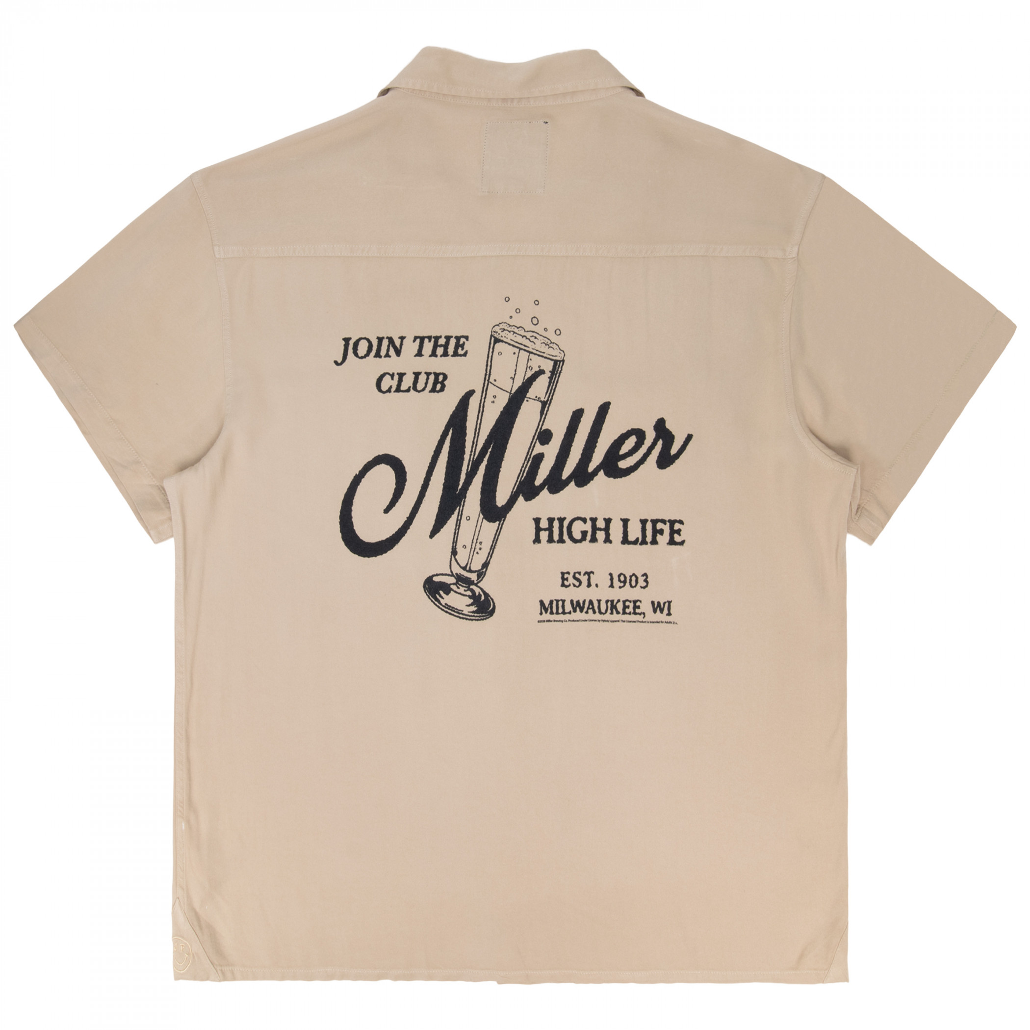 Miller High Life Join the Club Button Down Pocket Embroidered Woven Shirt by Junk Food