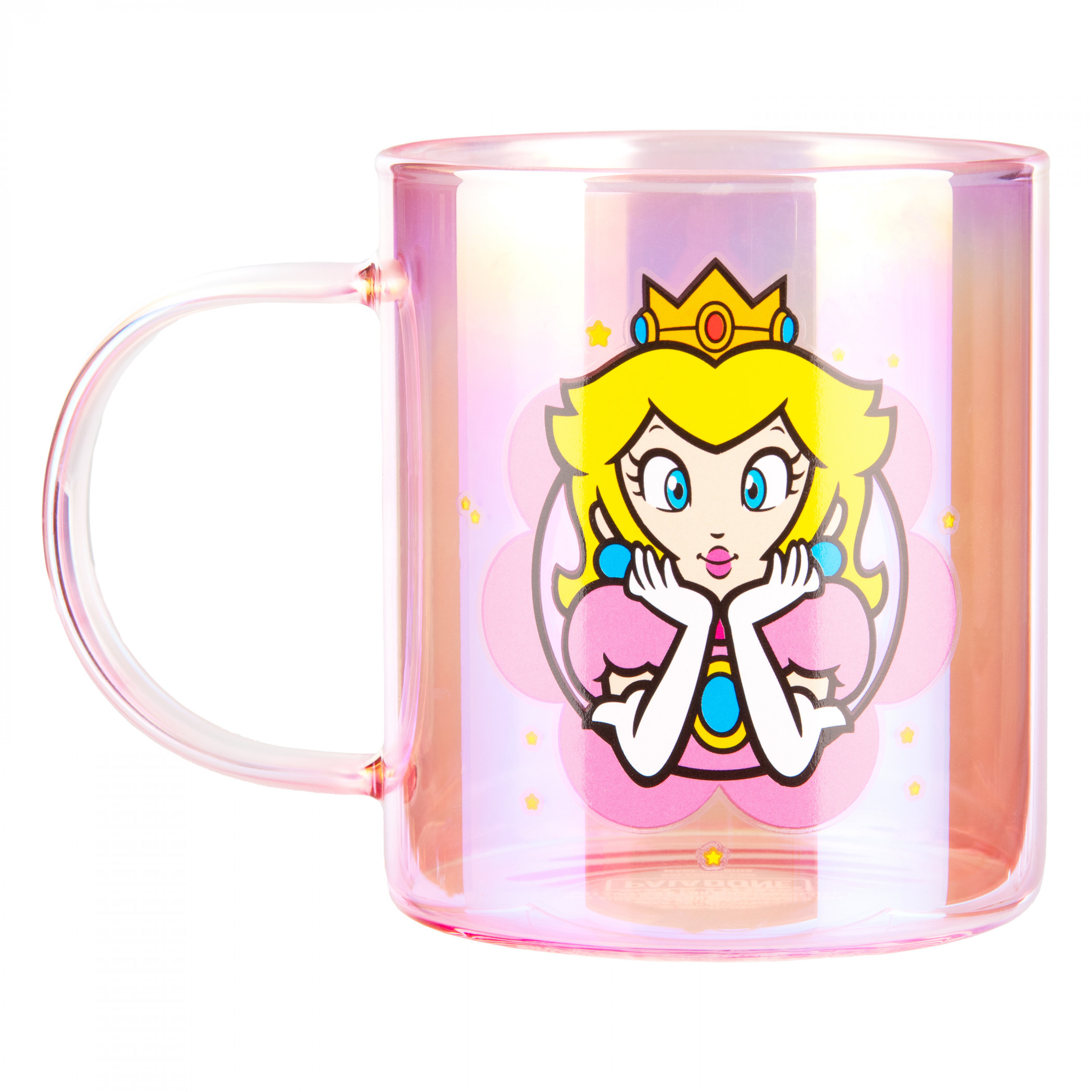 Super Mario Bros Princess Peach Iridescent 12.5 oz Glass Mug, Multi-Color