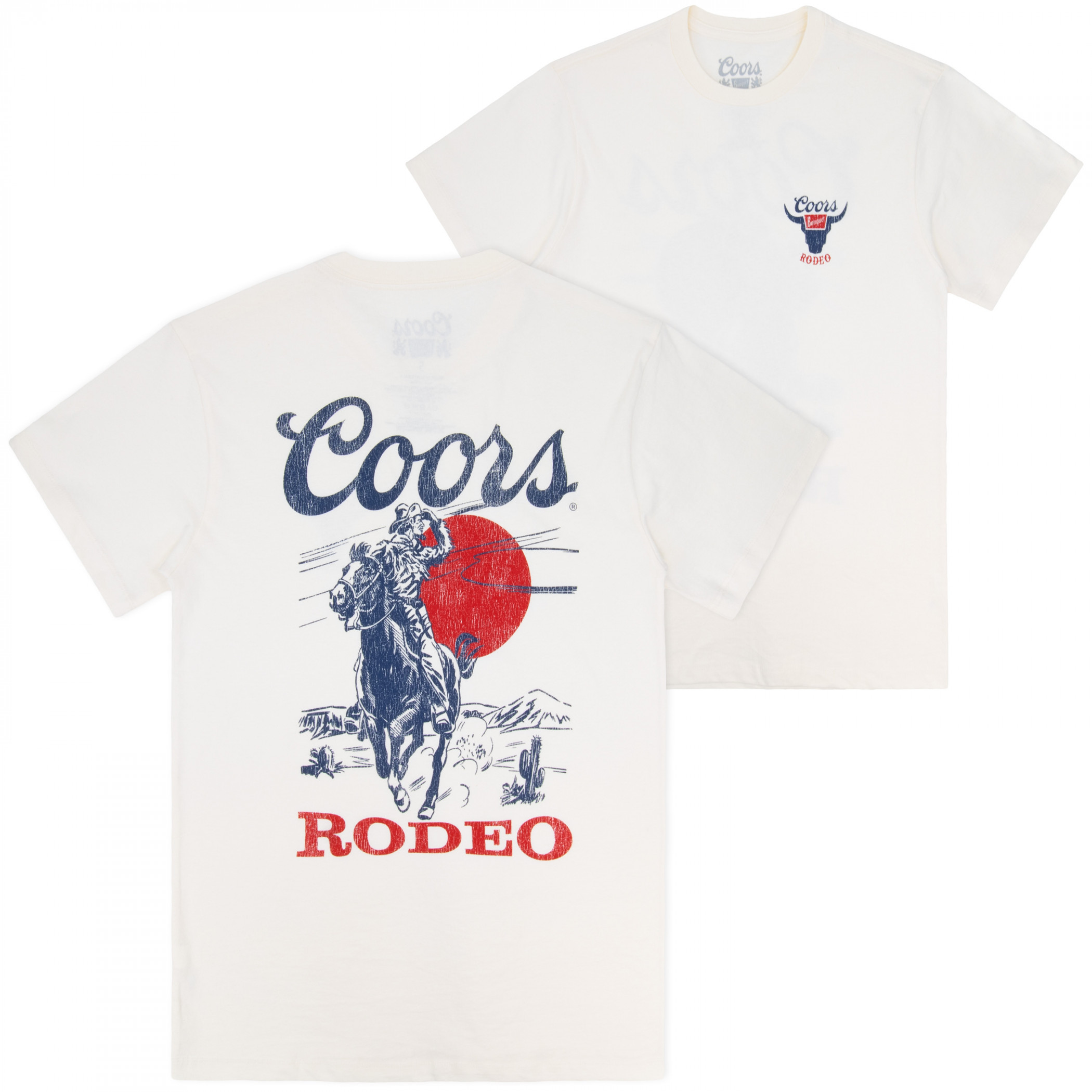 Coors Banquet Western Rodeo Front Back Print T-Shirt