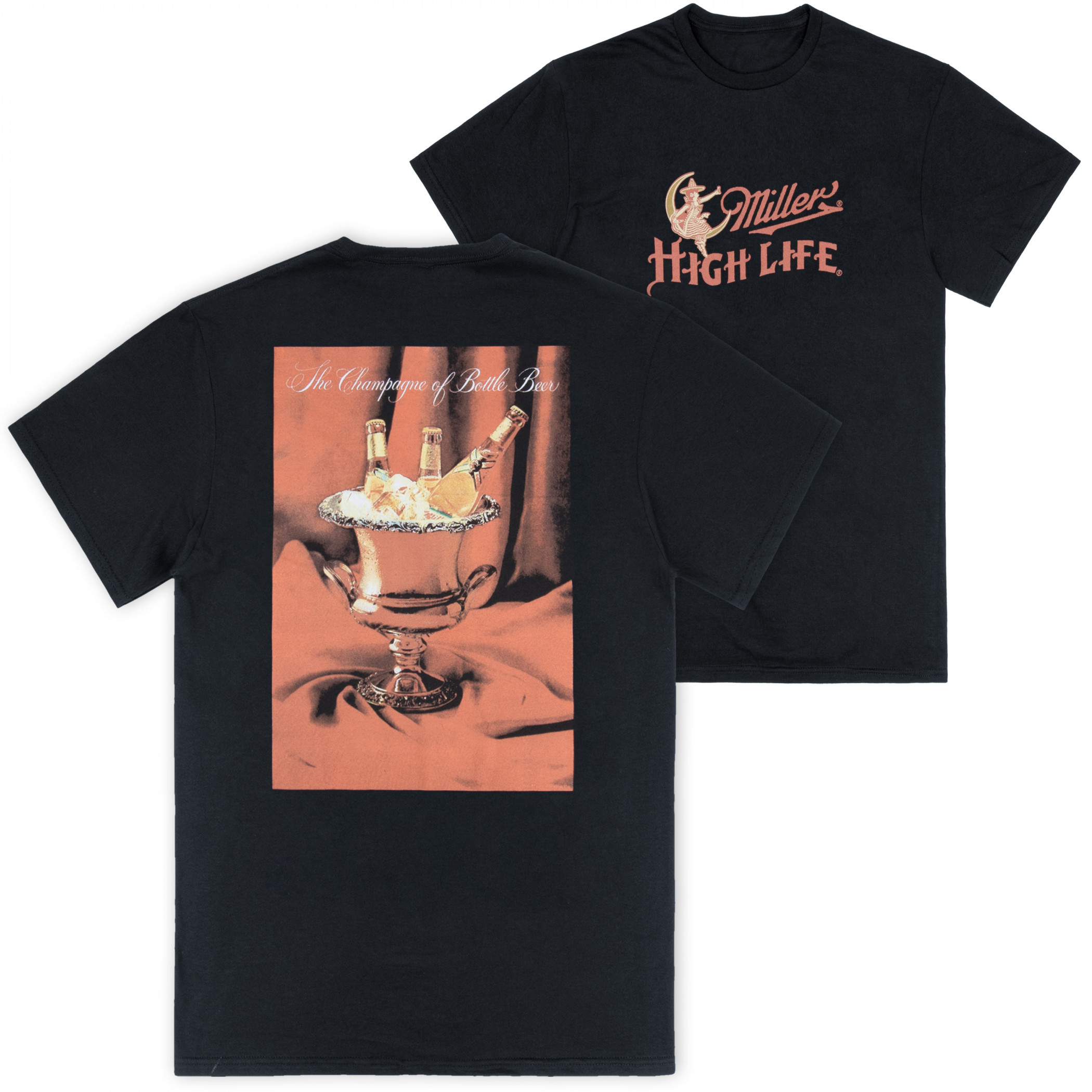 Miller High Life Champagne Bucket Front Back Print T-Shirt