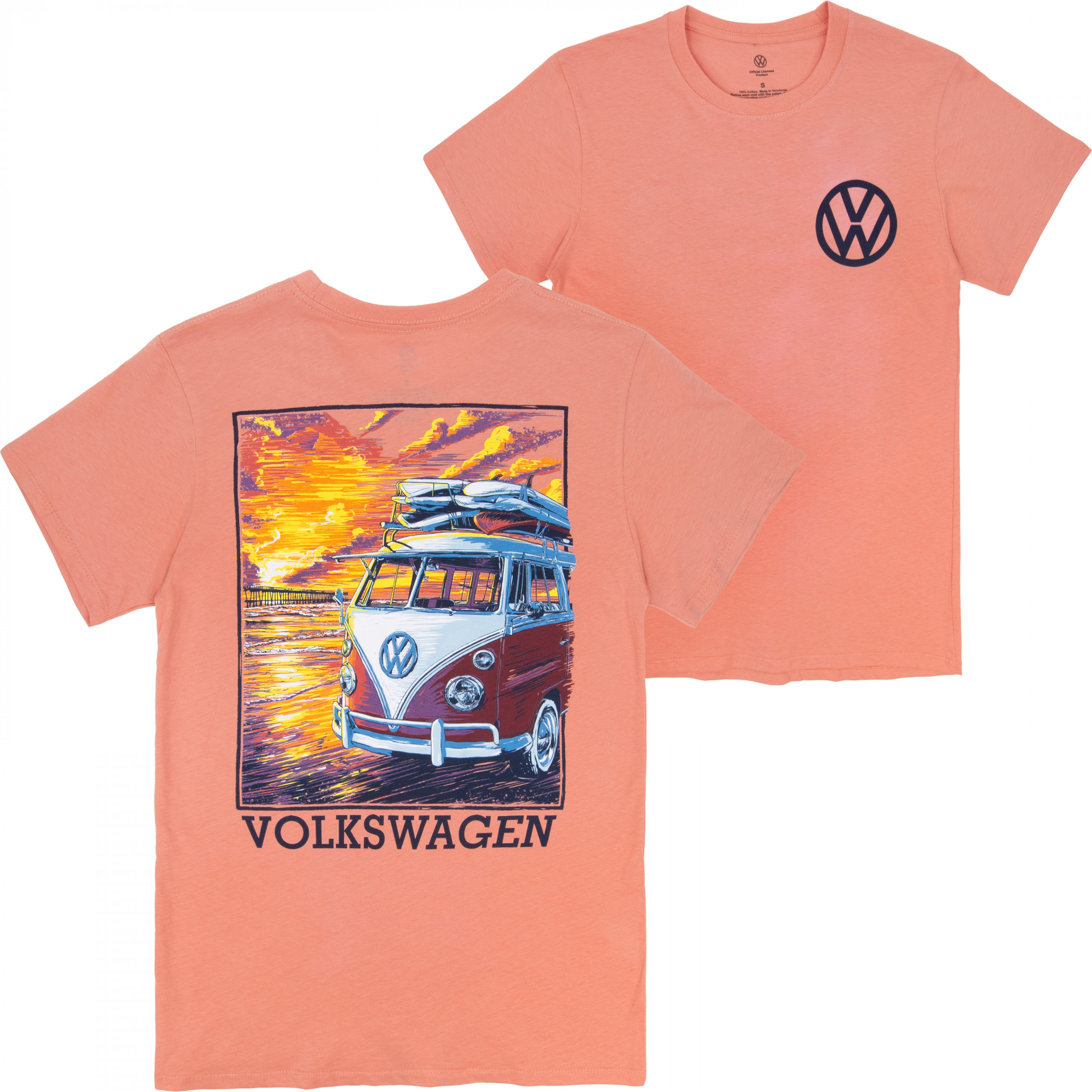 Volkswagen Van at Sunset Front and Back Print T-Shirt