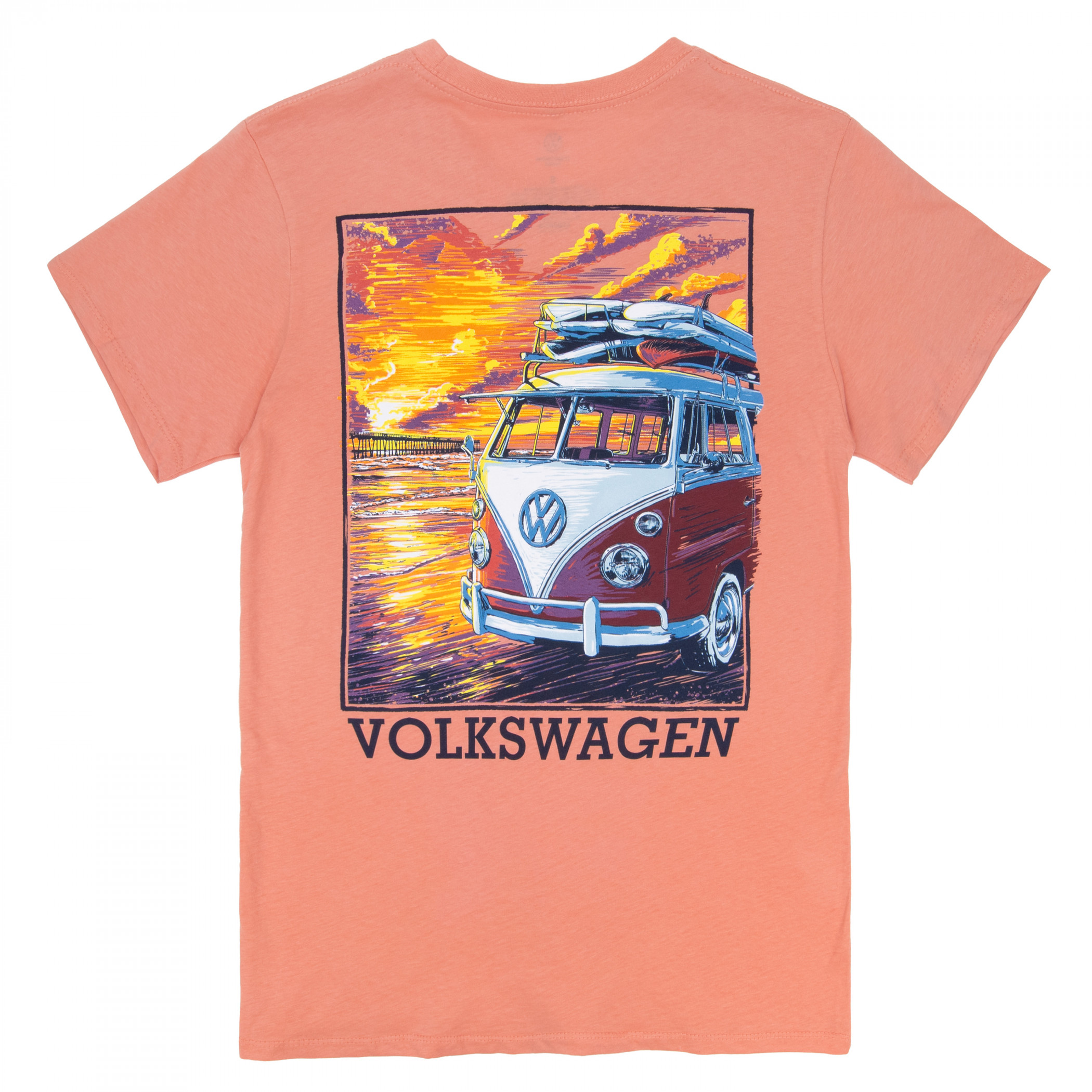 Volkswagen Van at Sunset Front and Back Print T-Shirt