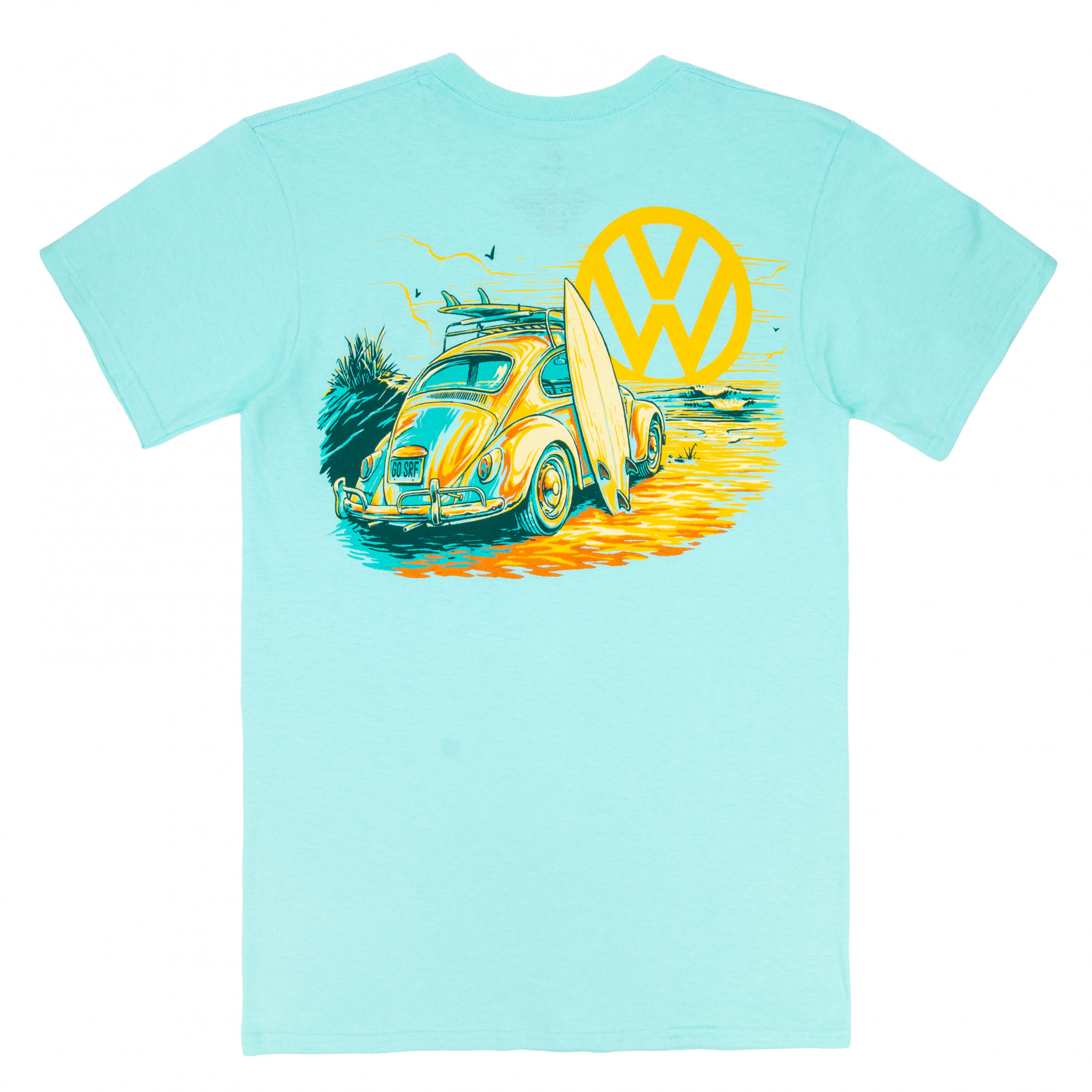 Volkswagen Bug at Sunset Front and Back Print T-Shirt