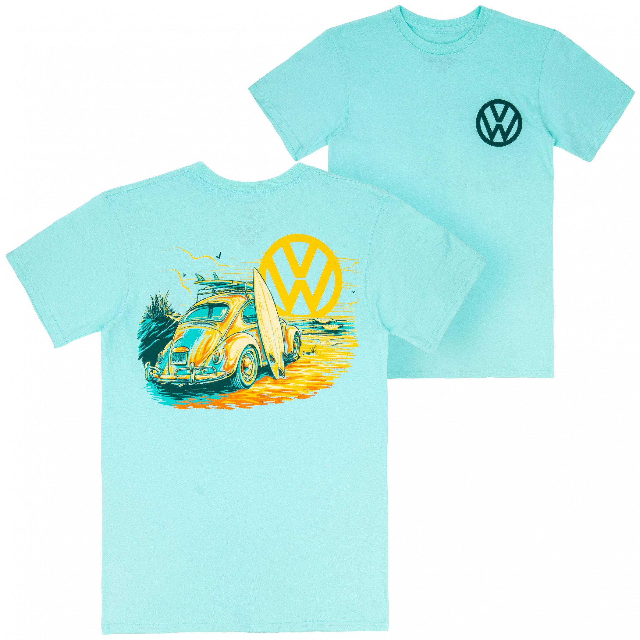 Volkswagen Bug at Sunset Front and Back Print T-Shirt