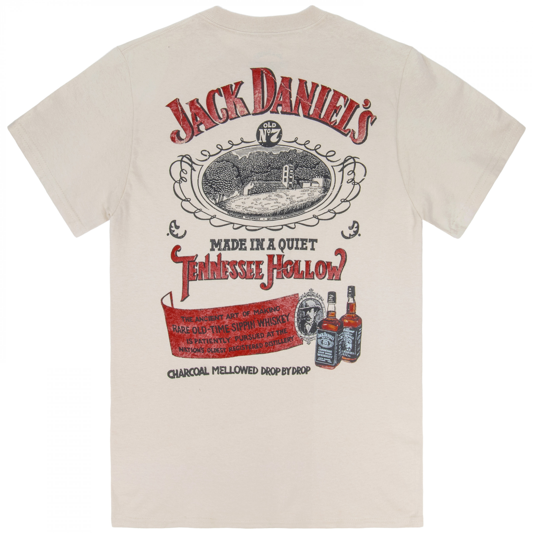 Jack Daniels Made In a Quiet Hollow Front and Back Print T-Shirt
