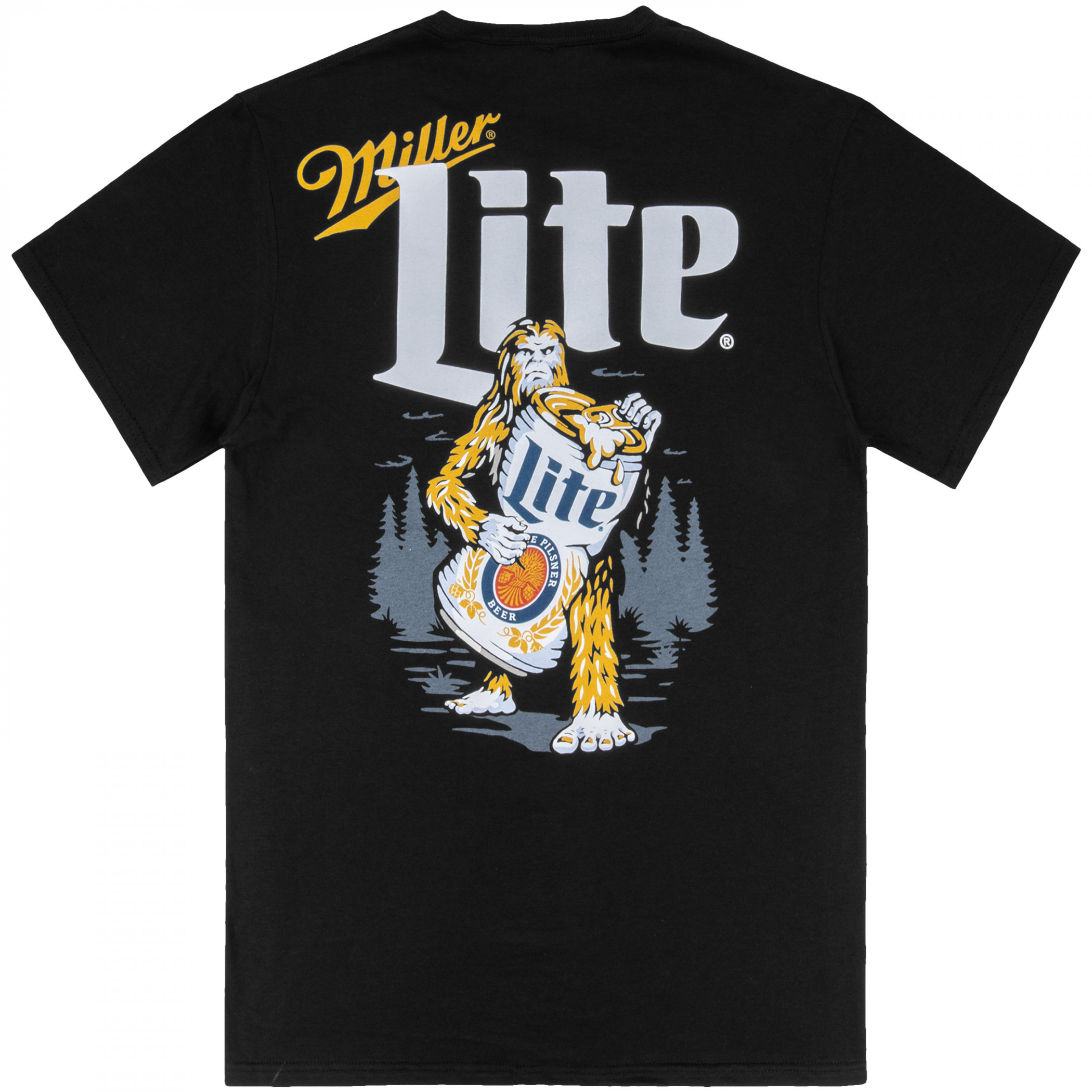 Miller Lite Sasquatch Protects Front and Back Print T-Shirt