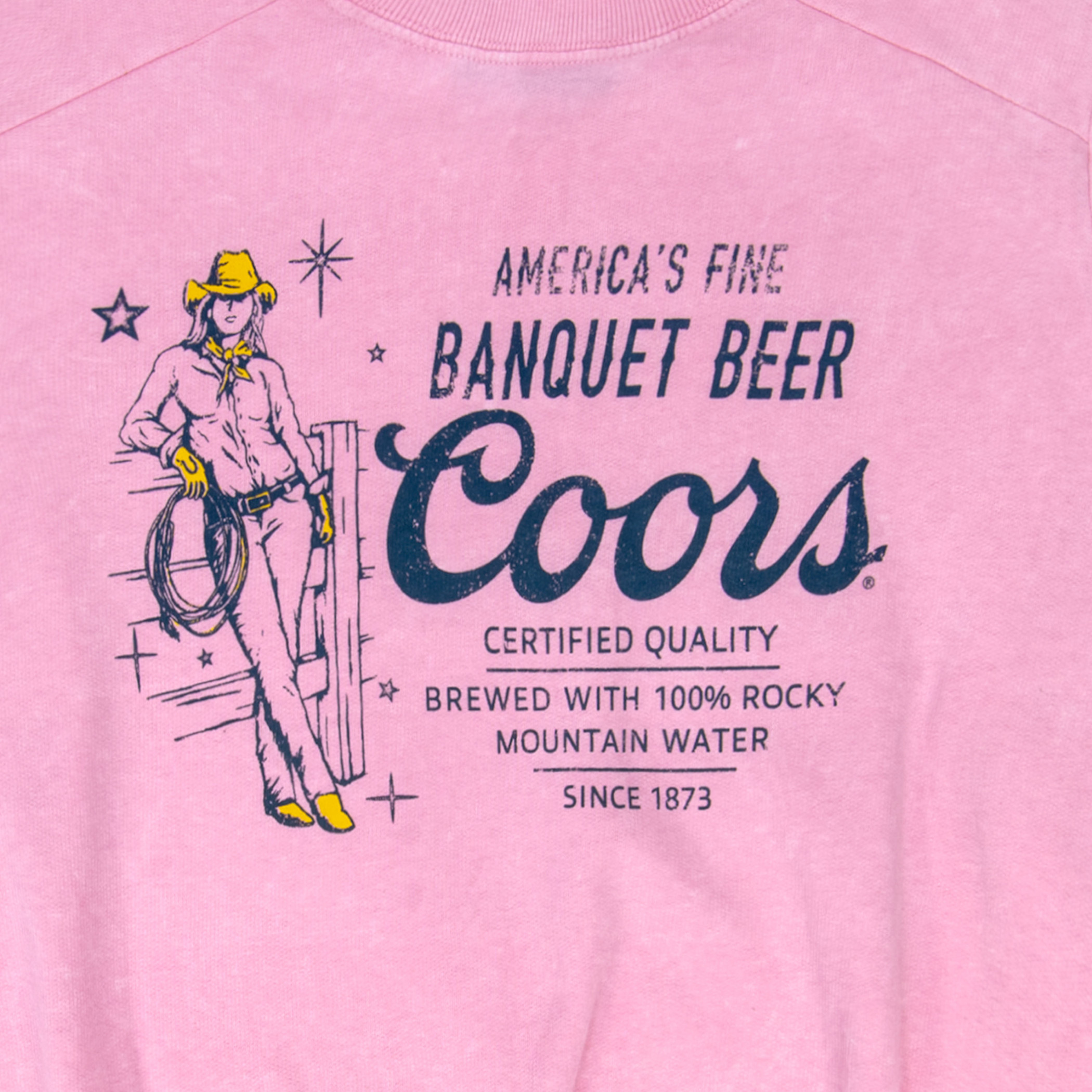 Coors Cowgirl Fine Banquet Beer Women's Mineral Wash Long Sleeve Shirt