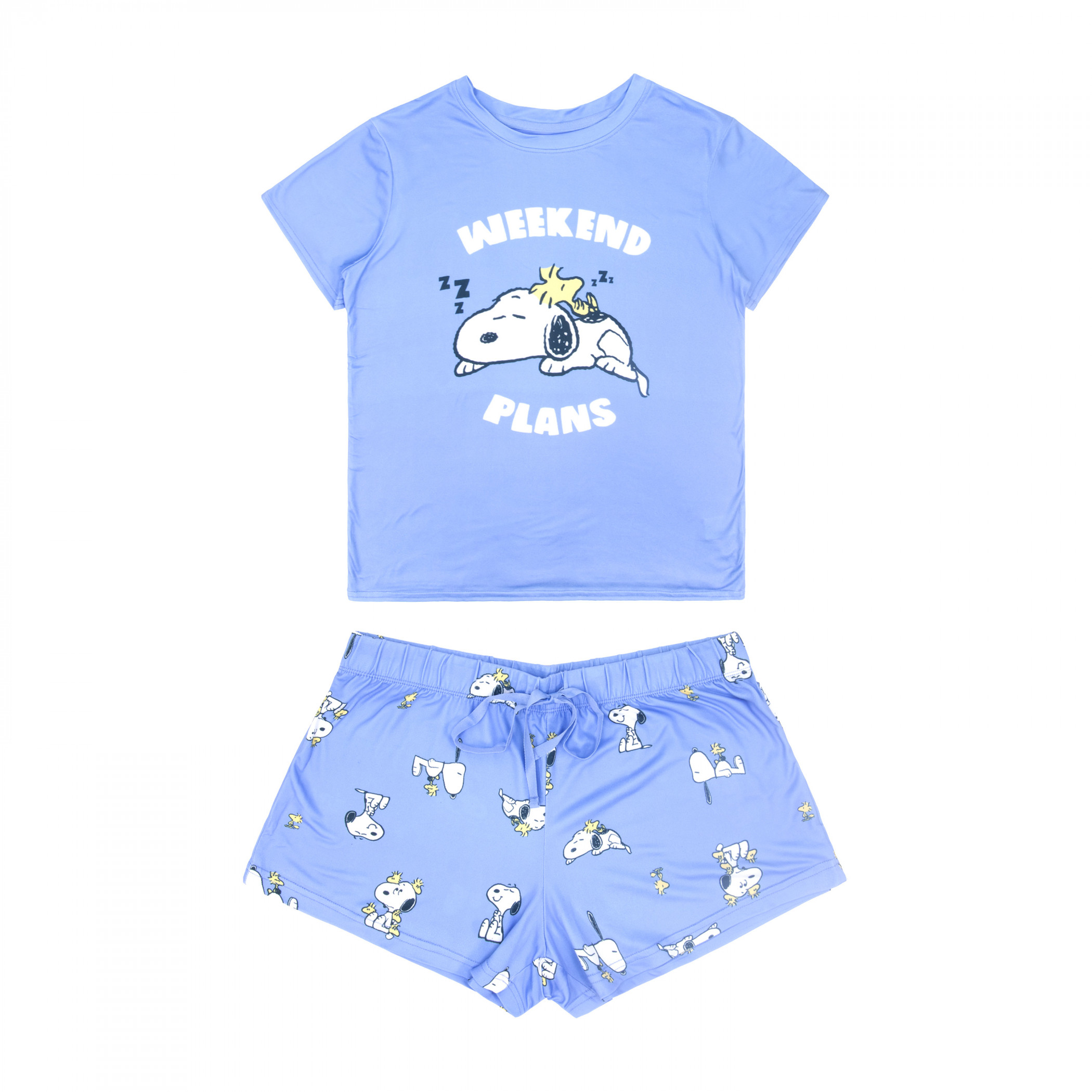 Peanuts Snoopy & Woodstock Weekend Plans 2-piece Sleep Shorts Set Blue