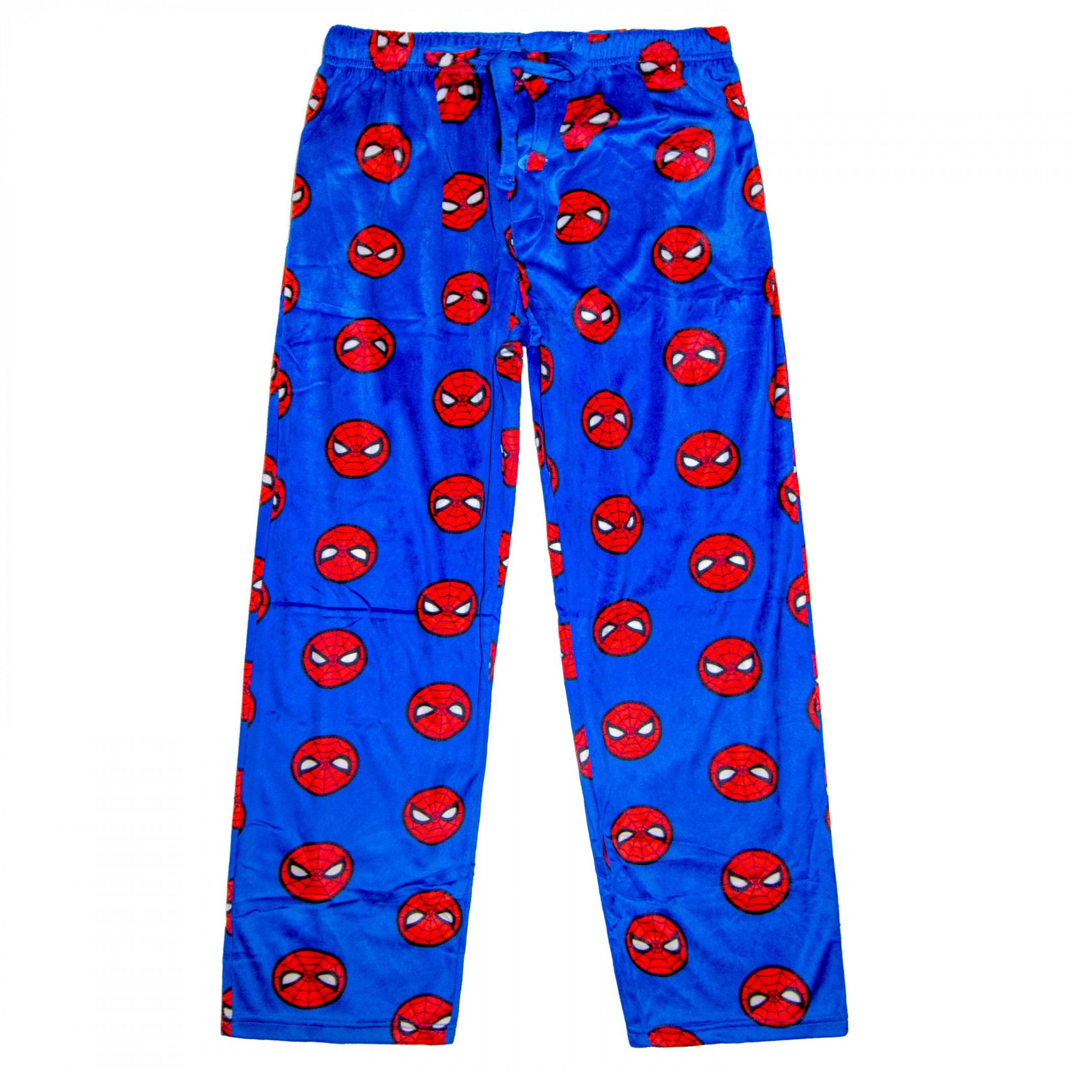 Spider-Man Mask Logo Pattern Sueded Fleece Sleep Pants, Blue