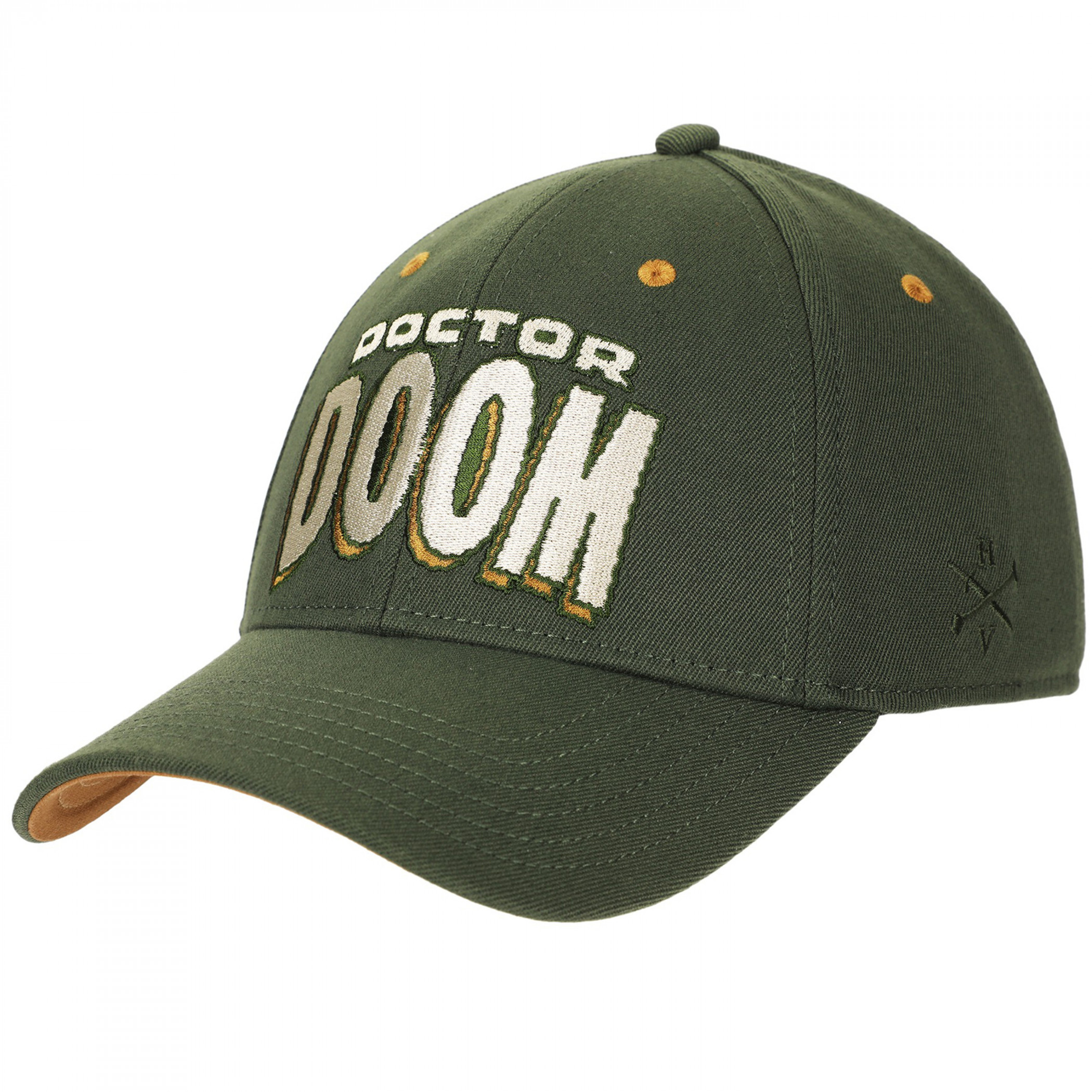 Doctor Doom 3D Embroidered Flex Fit Structured Mid-Profile Hat, Green