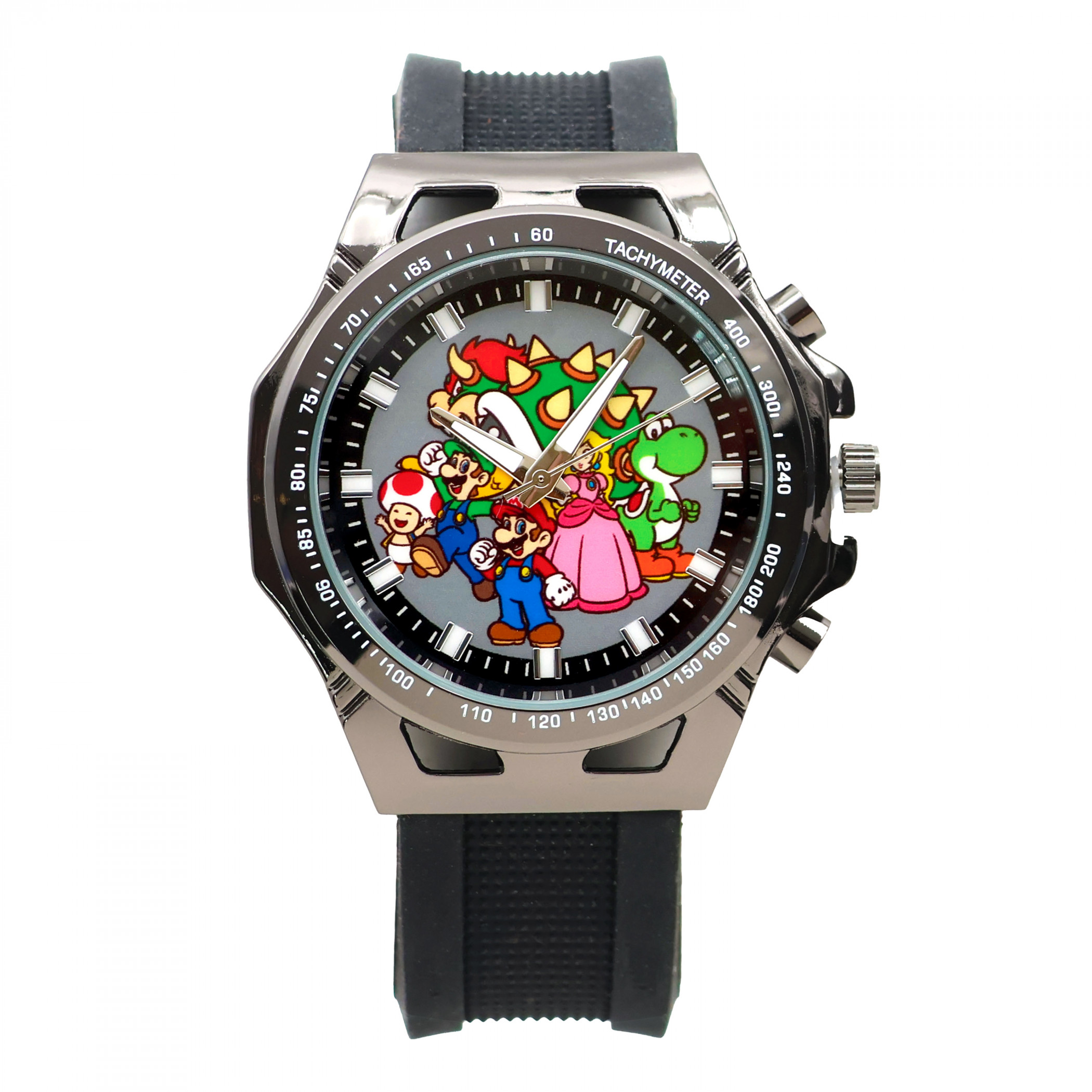 Super Mario Bros Character Lineup Quartz Analog Wrist Watch, Black