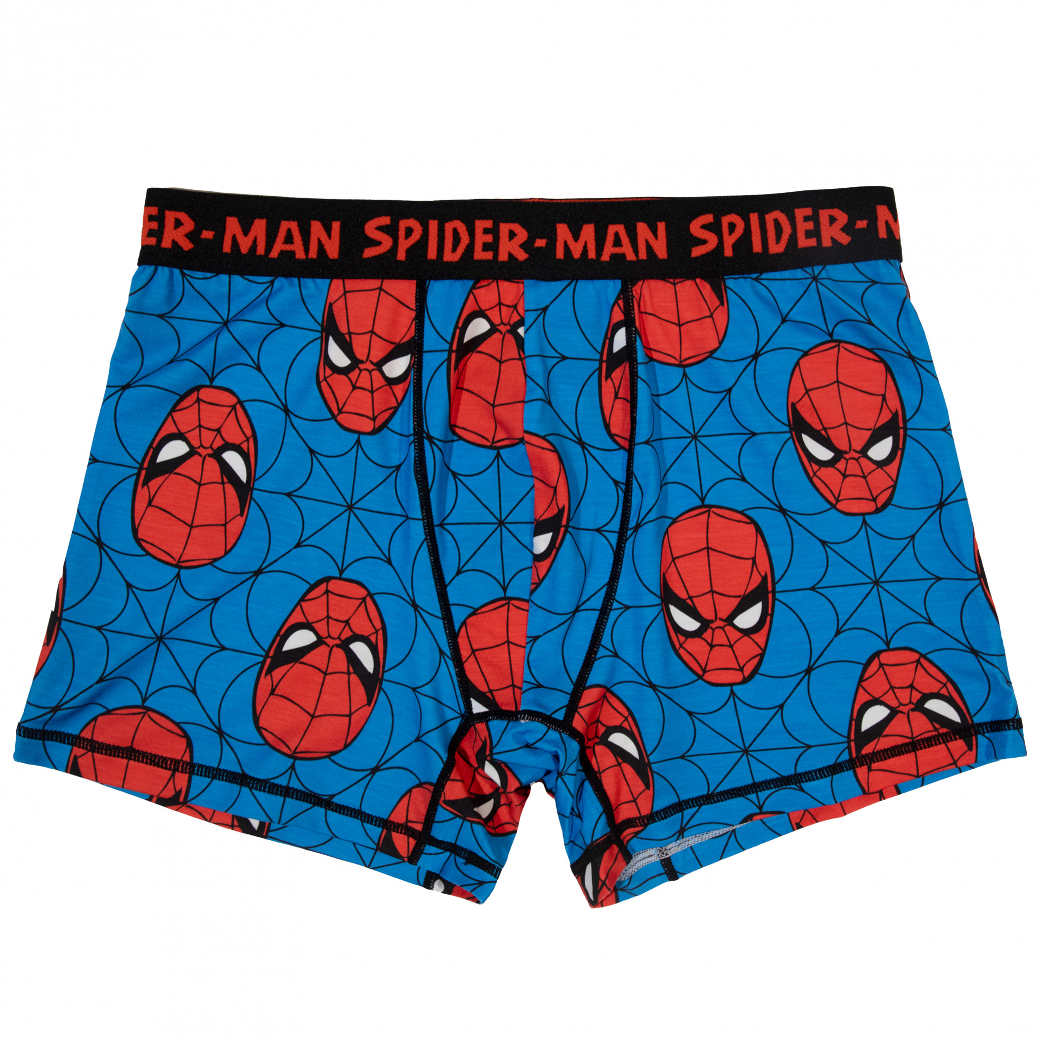 Spider-Man Repeating Mask Pattern Boxer Briefs, Blue