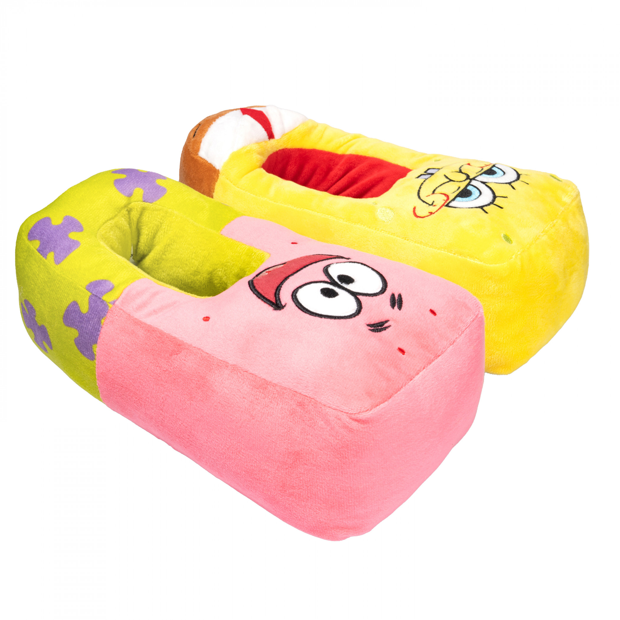 SpongeBob SquarePants and Patrick Oversized 3D Mismatched Men's Slippers, Multi-Color